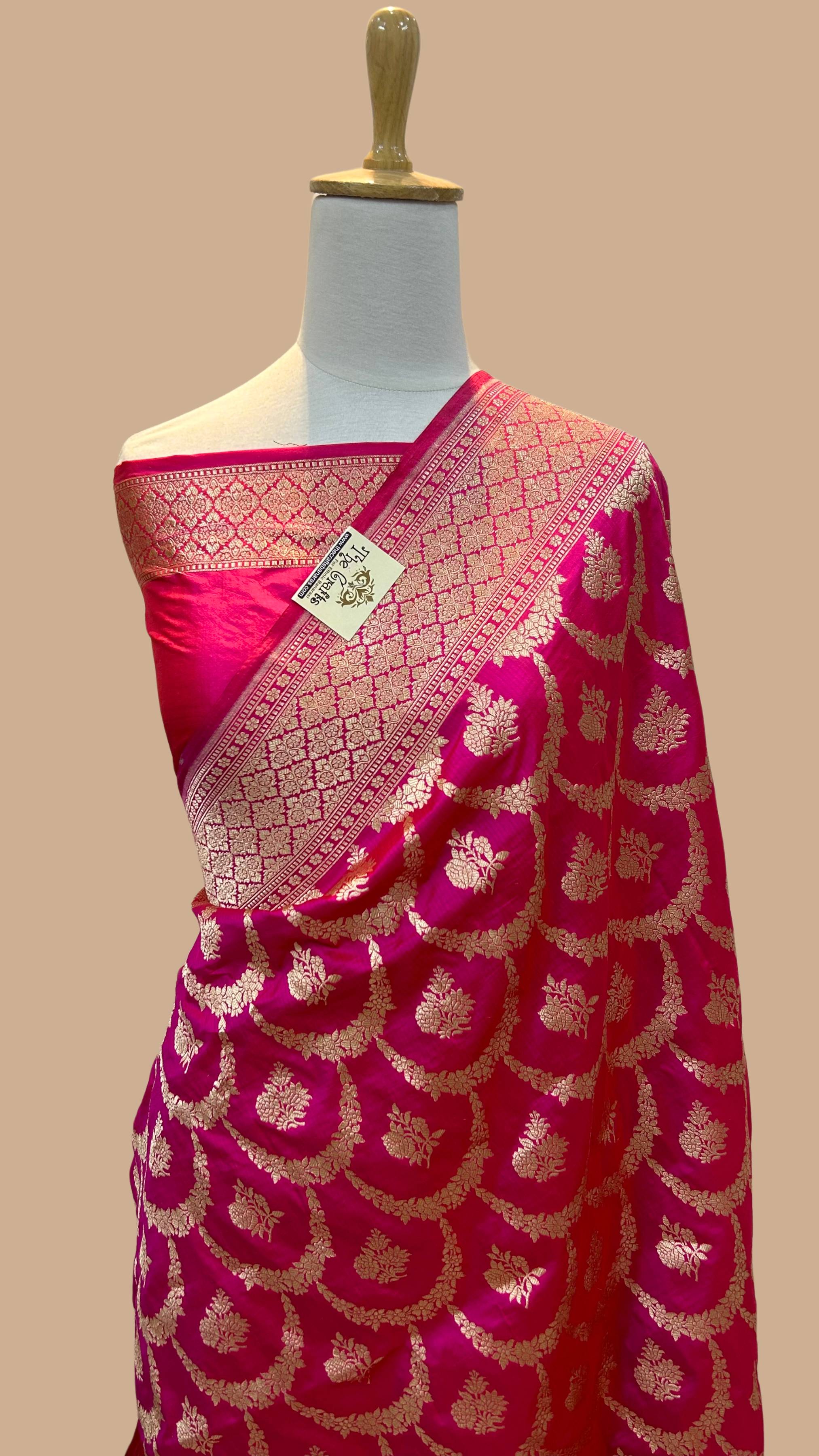 Pure Katan Silk Handloom Banarasi Saree - Jaal work