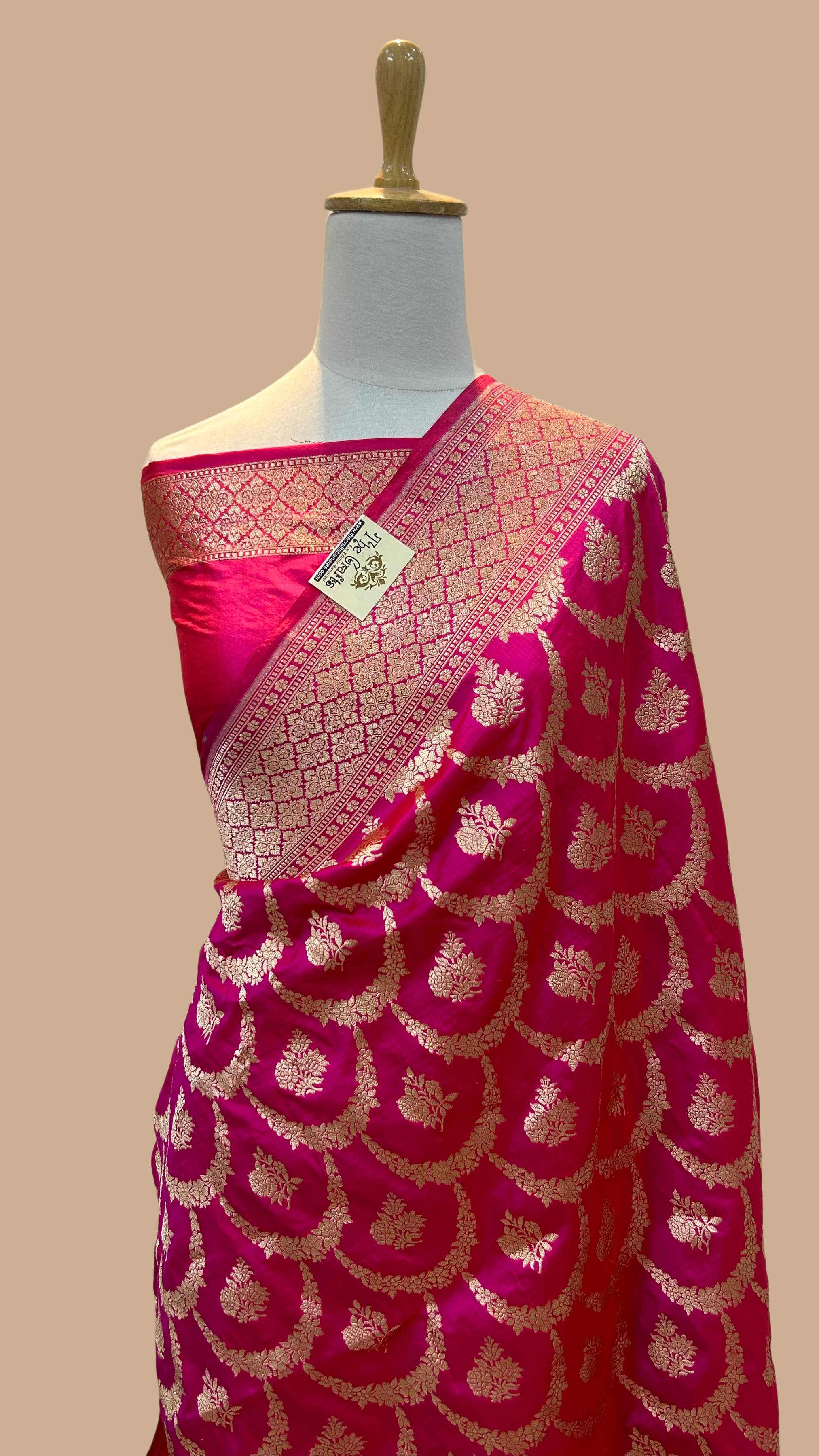 Pure Katan Silk Handloom Banarasi Saree - Jaal work