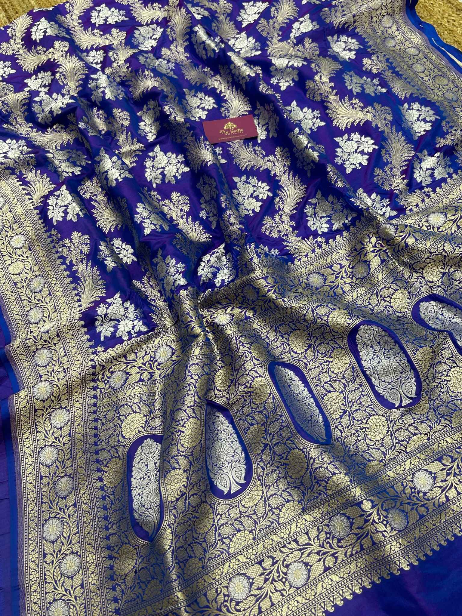 Pure Katan Silk Handloom Banarasi Saree - All over Sona Roopa Jaal work