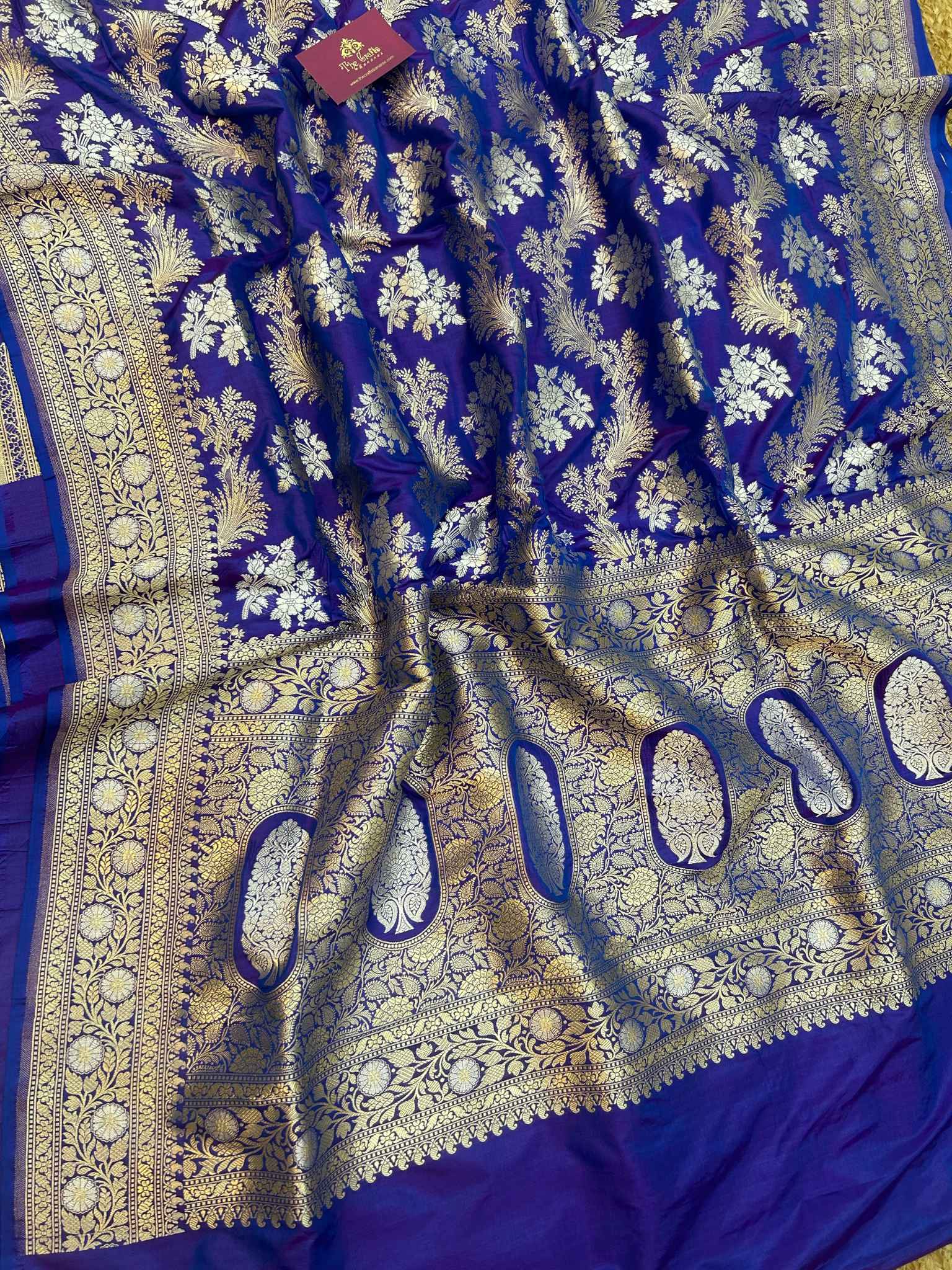 Pure Katan Silk Handloom Banarasi Saree - All over Sona Roopa Jaal work