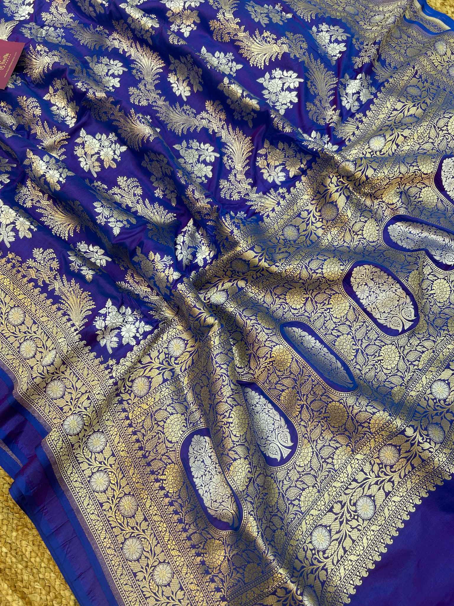 Pure Katan Silk Handloom Banarasi Saree - All over Sona Roopa Jaal work