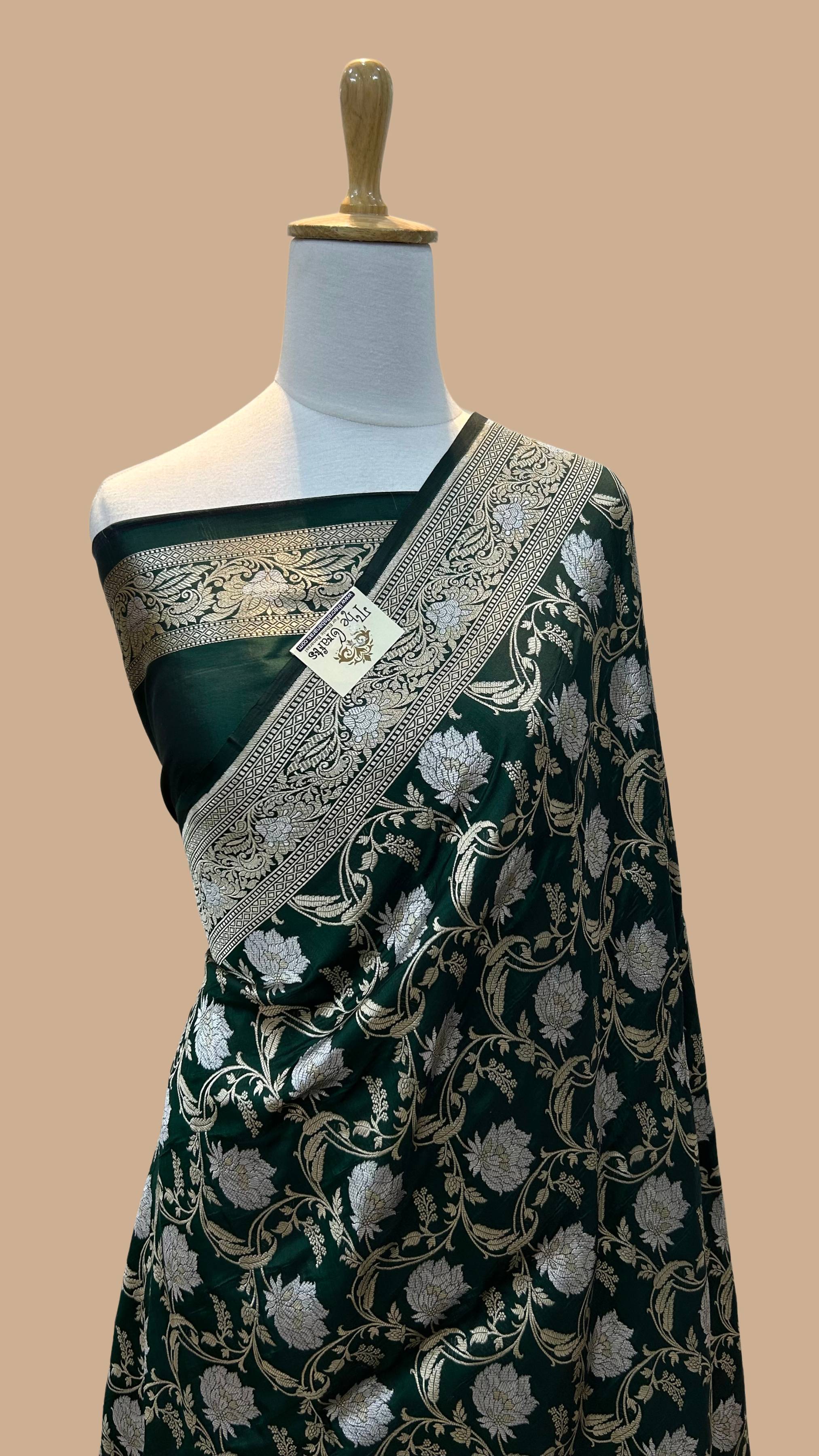 Pure Katan Silk Handloom Banarasi Saree - All over Sona Roopa Jaal work