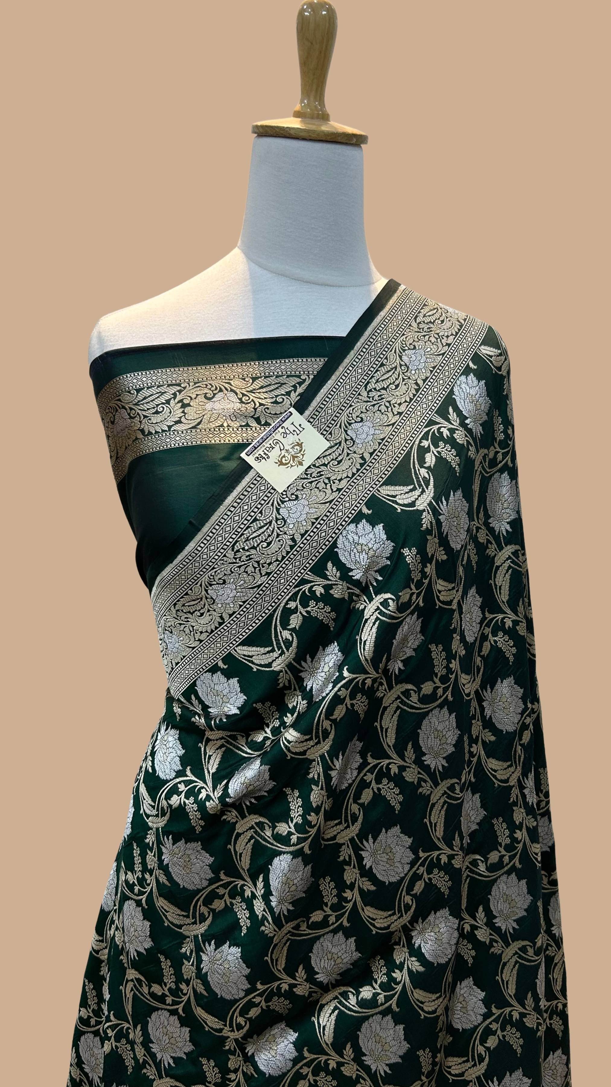 Pure Katan Silk Handloom Banarasi Saree - All over Sona Roopa Jaal work