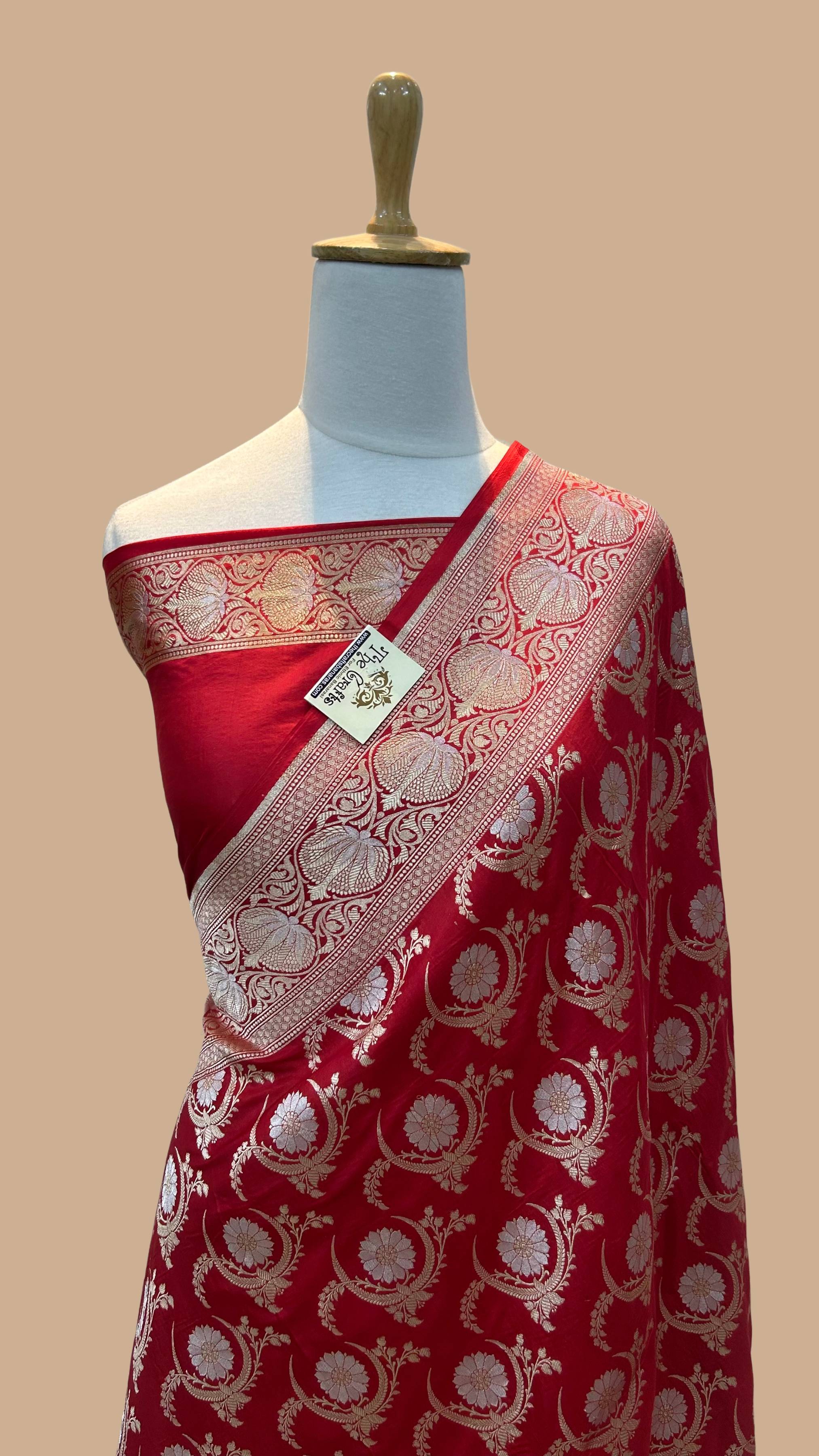 Pure Katan Silk Handloom Banarasi Saree - All over Sona Roopa Jaal work