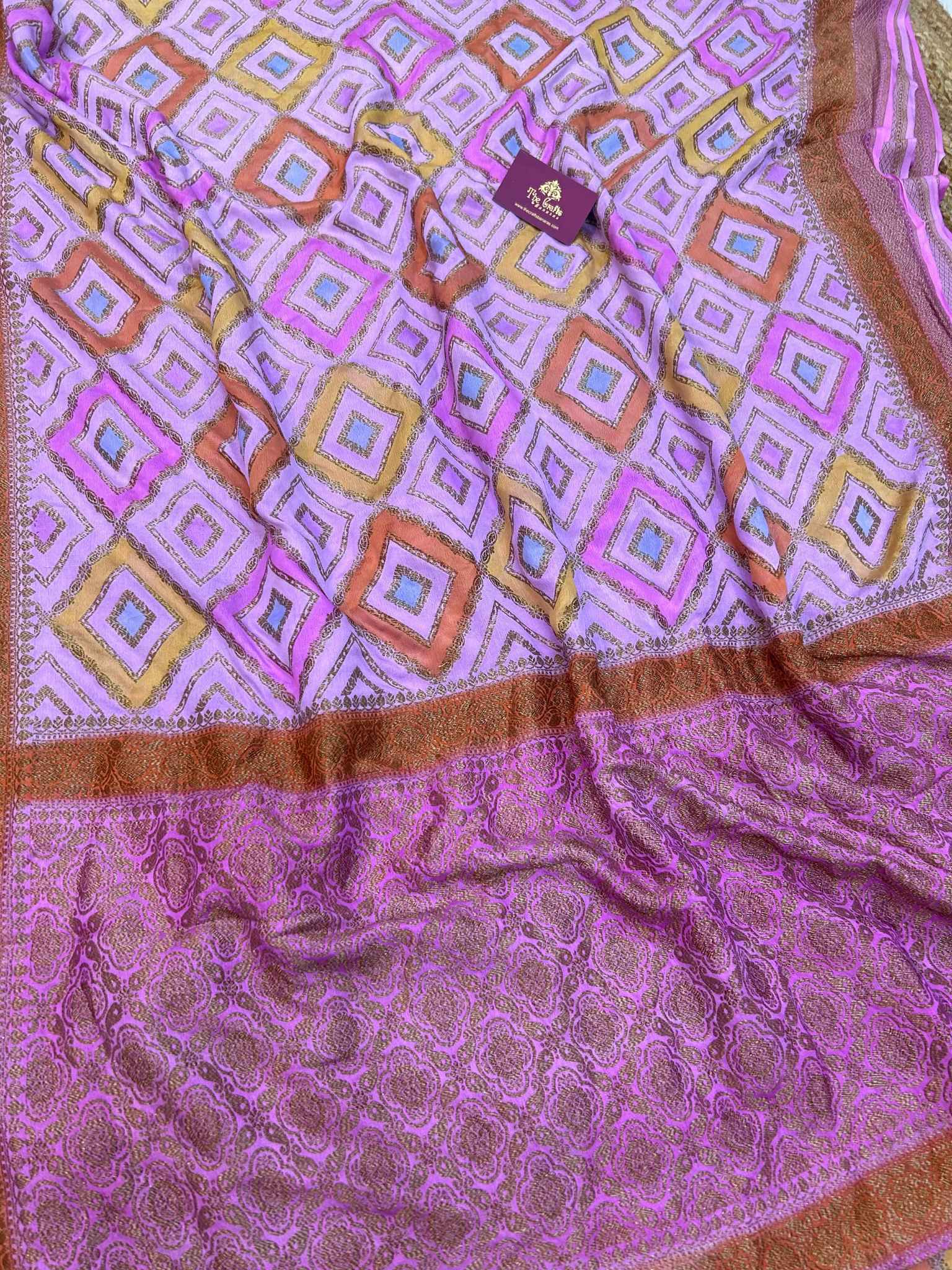 Pure Crepe Georgette Banarasi Saree - Antique Zari