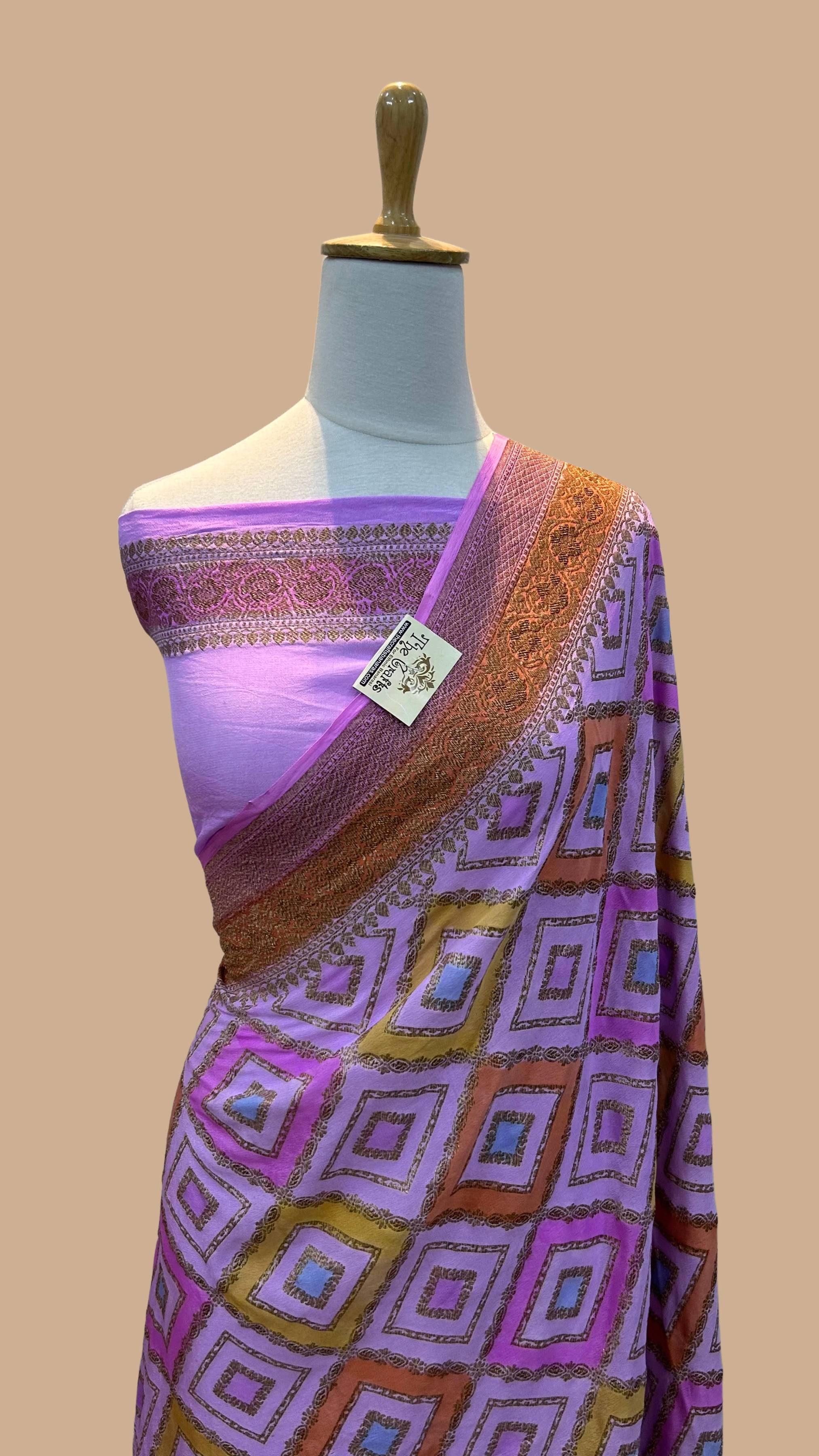 Pure Crepe Georgette Banarasi Saree - Antique Zari