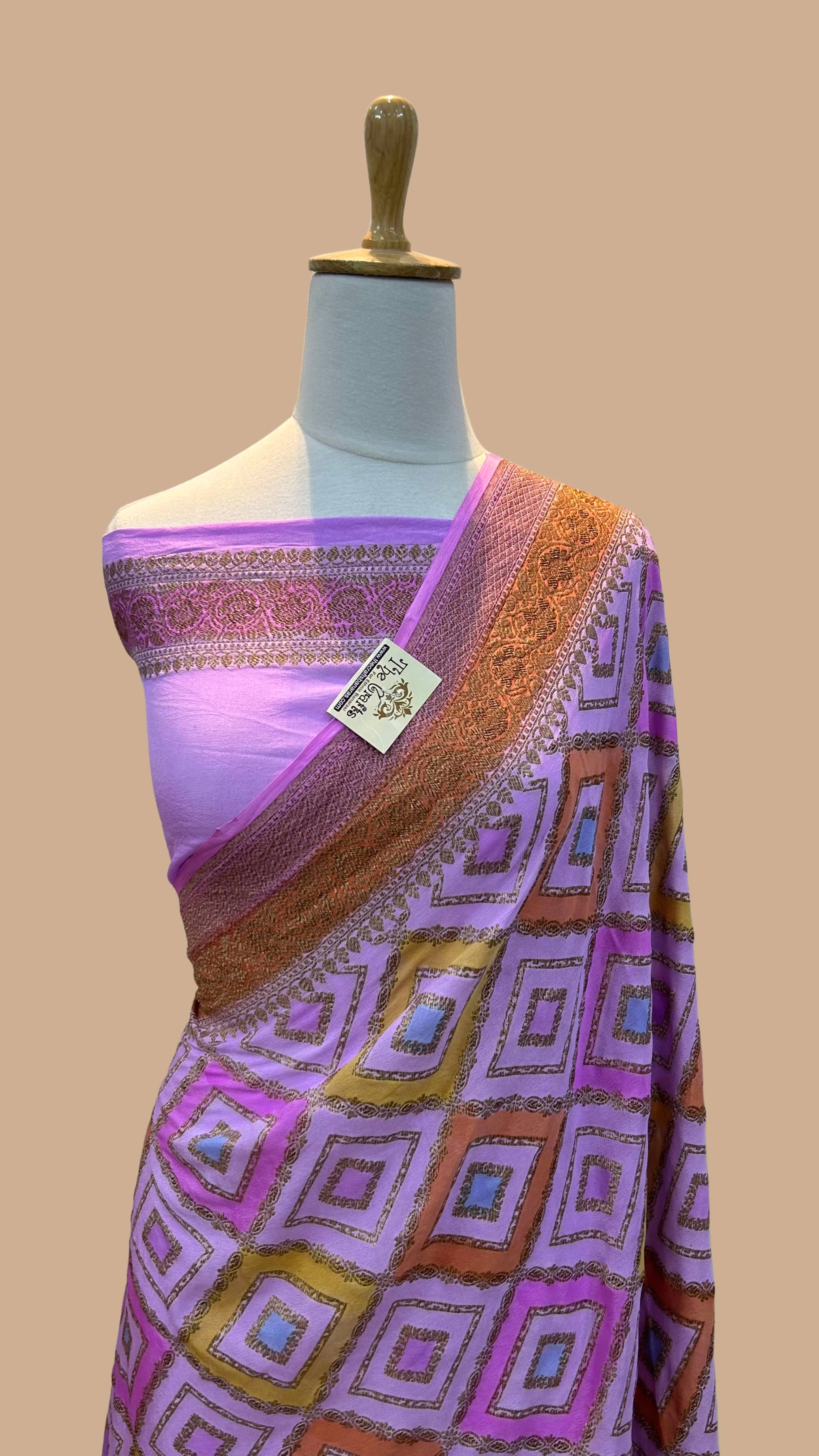 Pure Crepe Georgette Banarasi Saree - Antique Zari