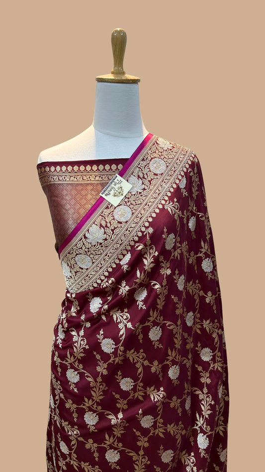 Pure Katan Silk Handloom Banarasi Saree - Kadhua jangla with kadiyal meenakari work