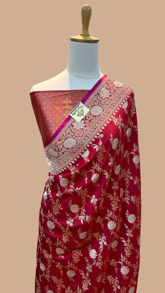 Pure Katan Silk Handloom Banarasi Saree - Kadhua jangla with kadiyal meenakari work