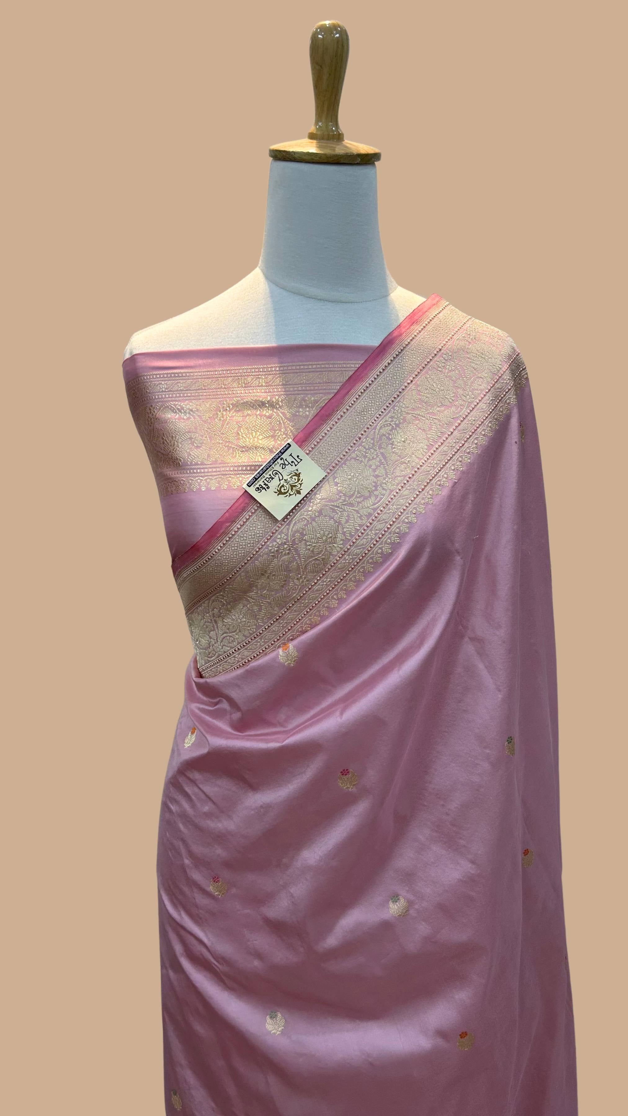 Pure Katan Silk Handloom Banarasi Saree - Sona roopa with kadhua border