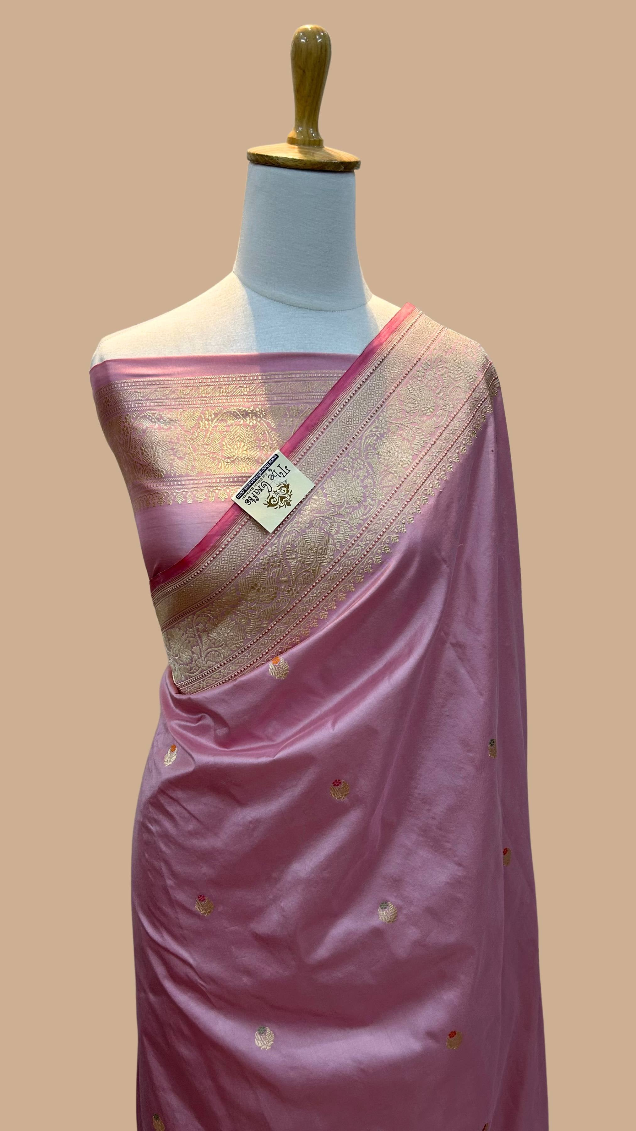 Pure Katan Silk Handloom Banarasi Saree - Sona roopa with kadhua border