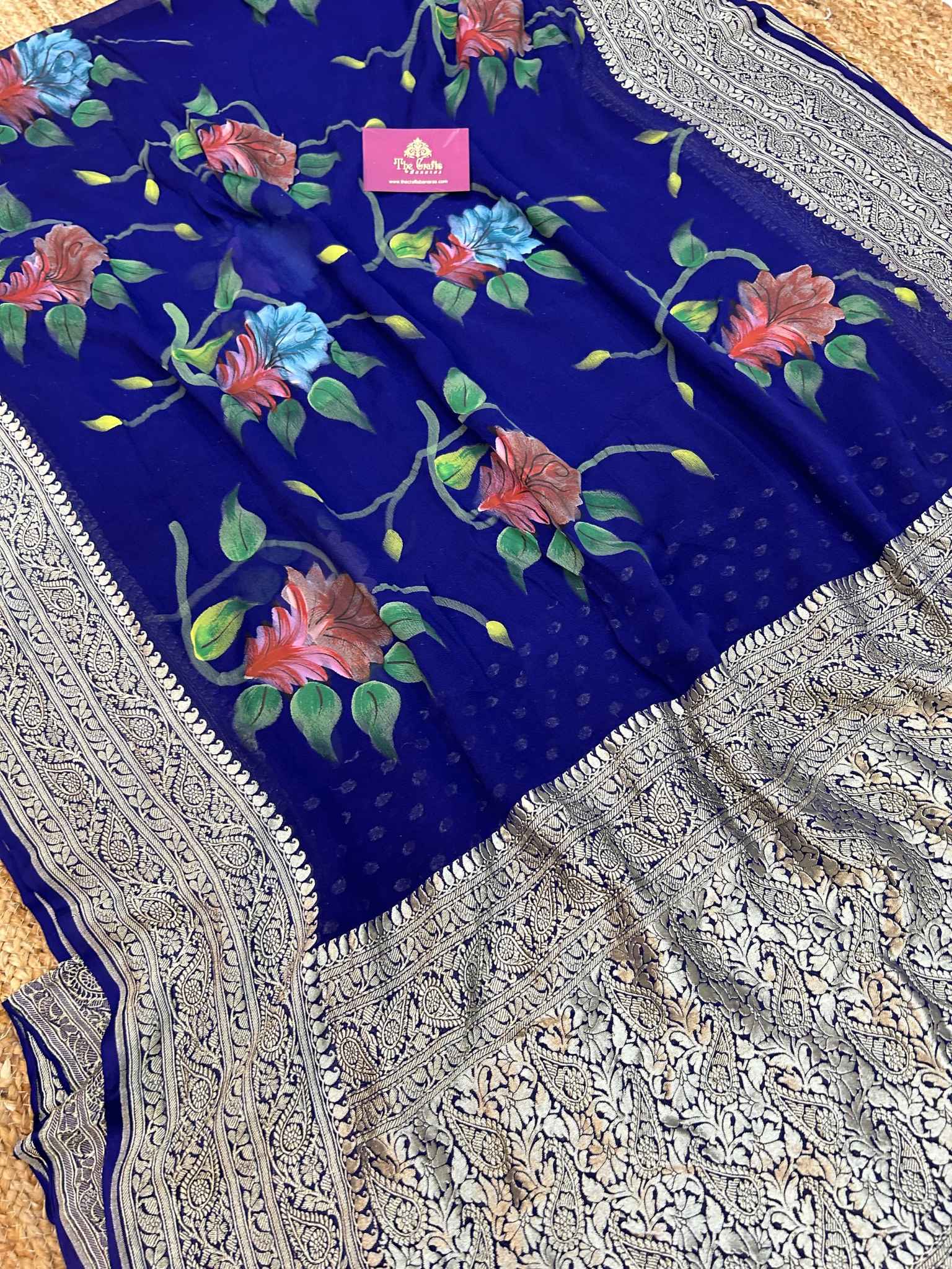 Khaddi Georgette Handloom Banarasi Saree