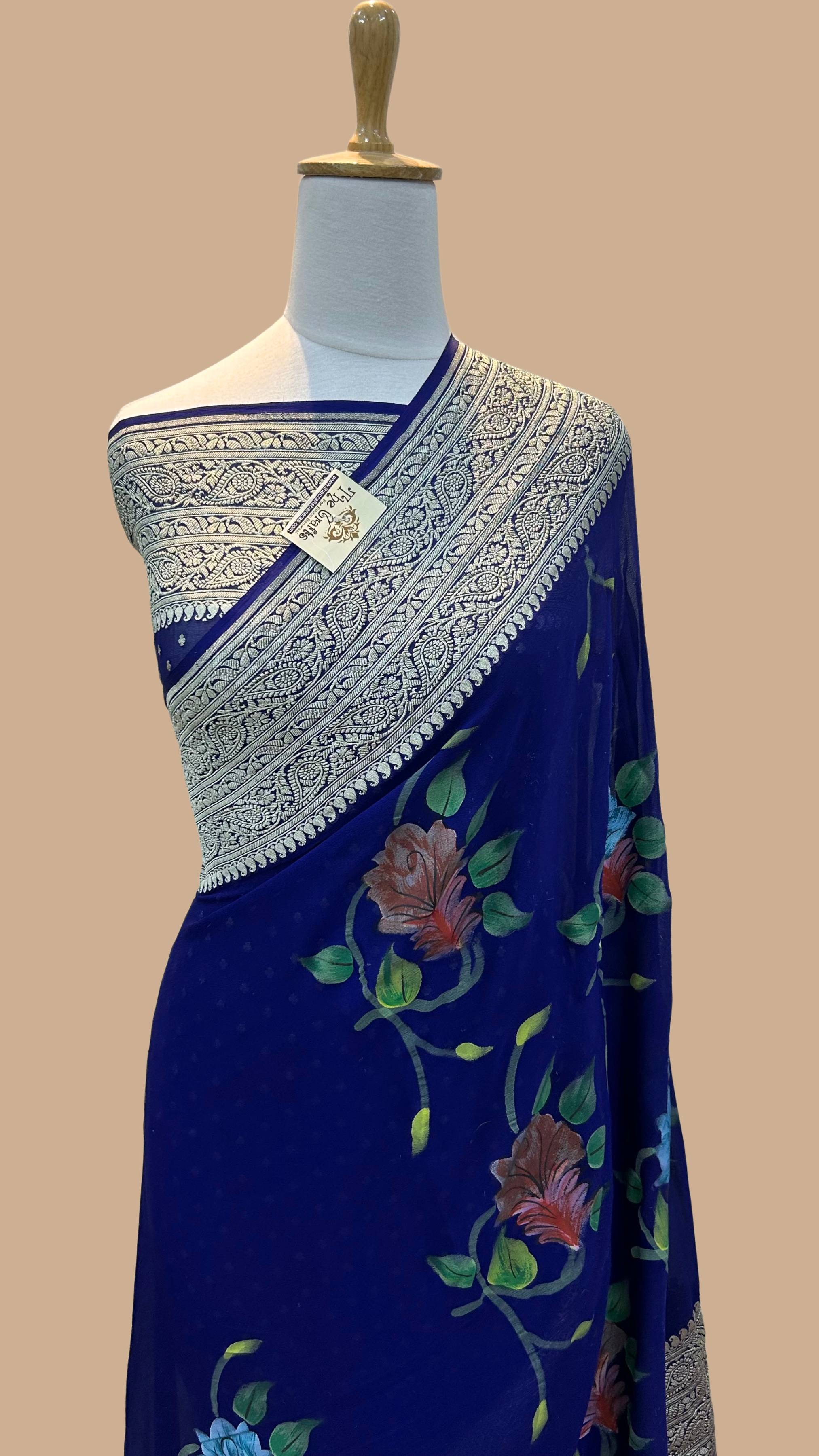 Khaddi Georgette Handloom Banarasi Saree