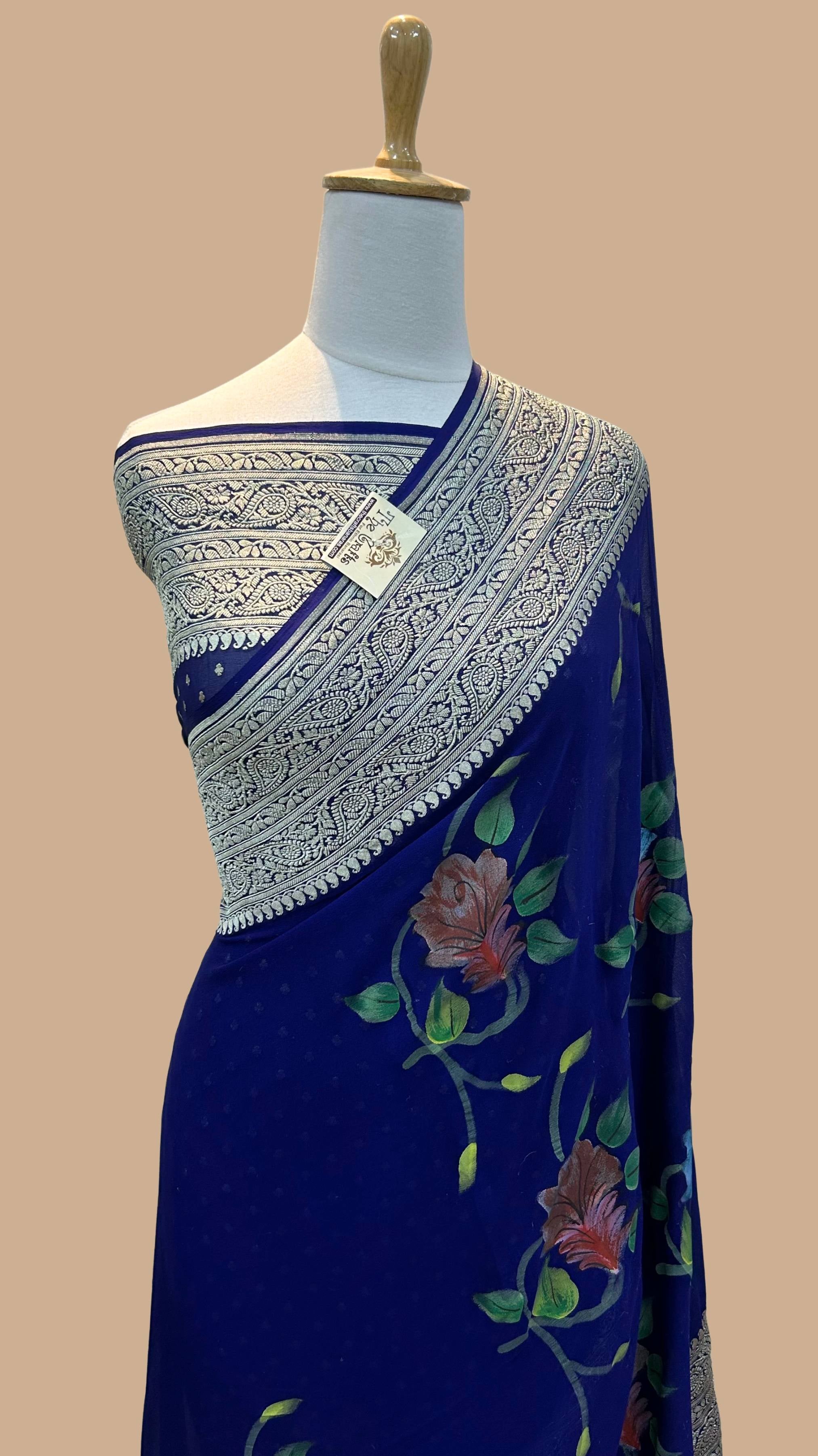 Khaddi Georgette Handloom Banarasi Saree