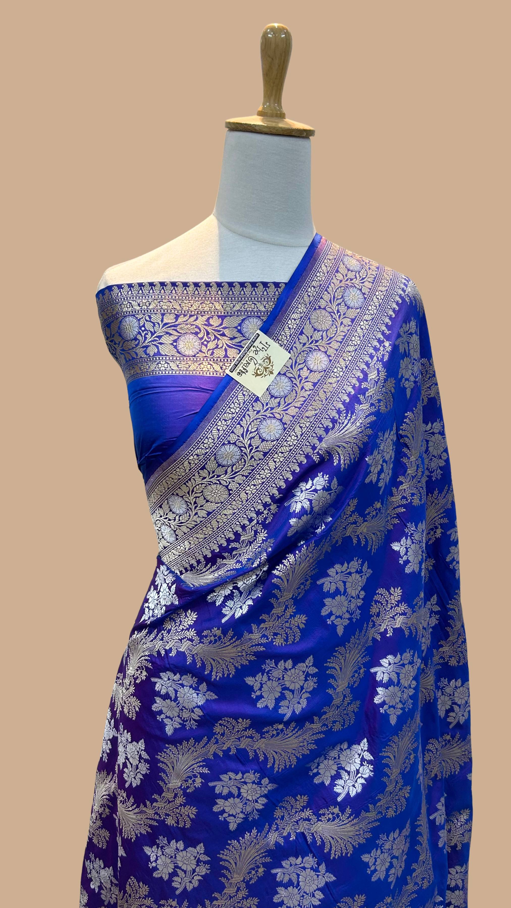 Pure Katan Silk Handloom Banarasi Saree - All over Sona Roopa Jaal work