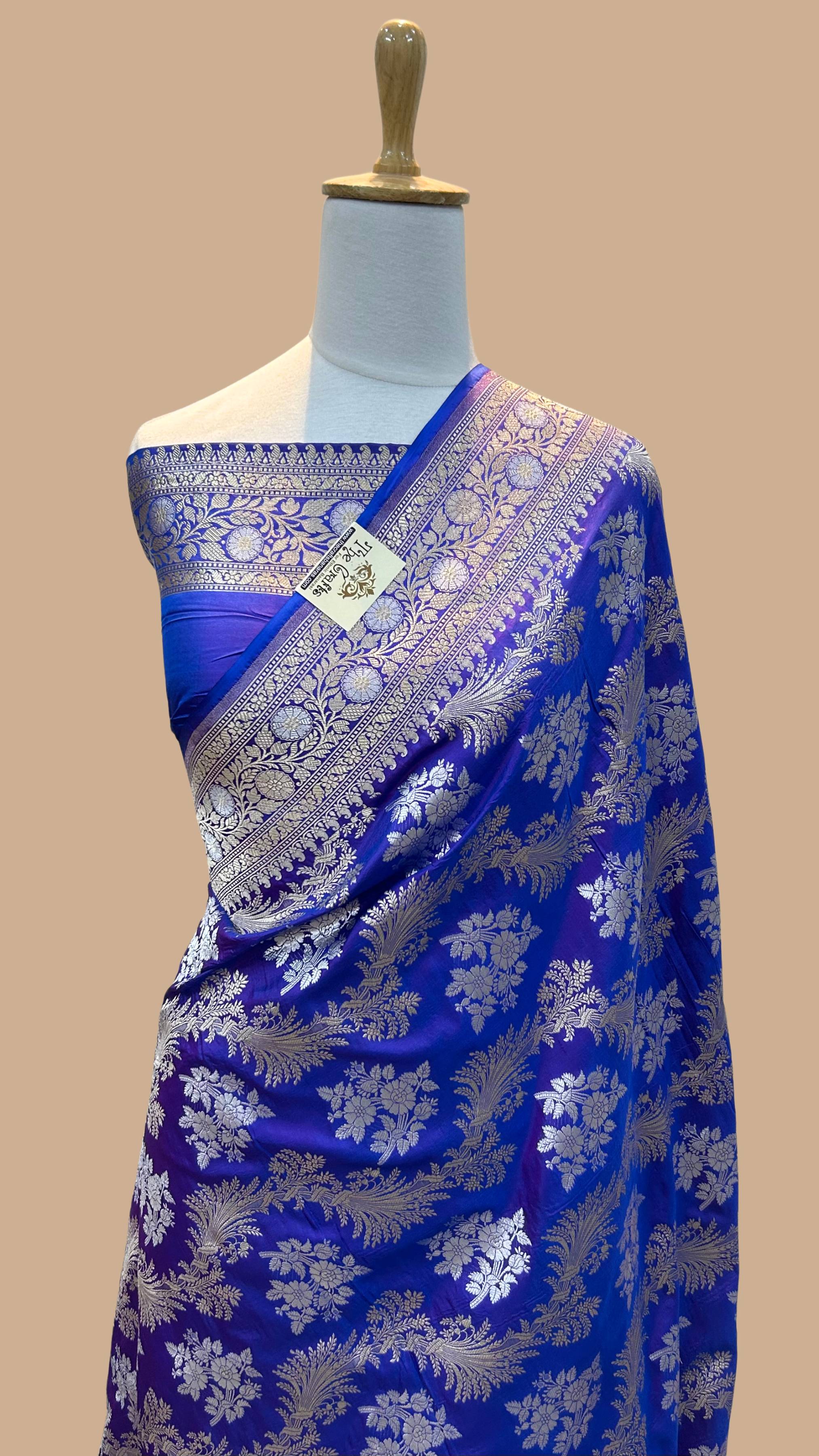 Pure Katan Silk Handloom Banarasi Saree - All over Sona Roopa Jaal work