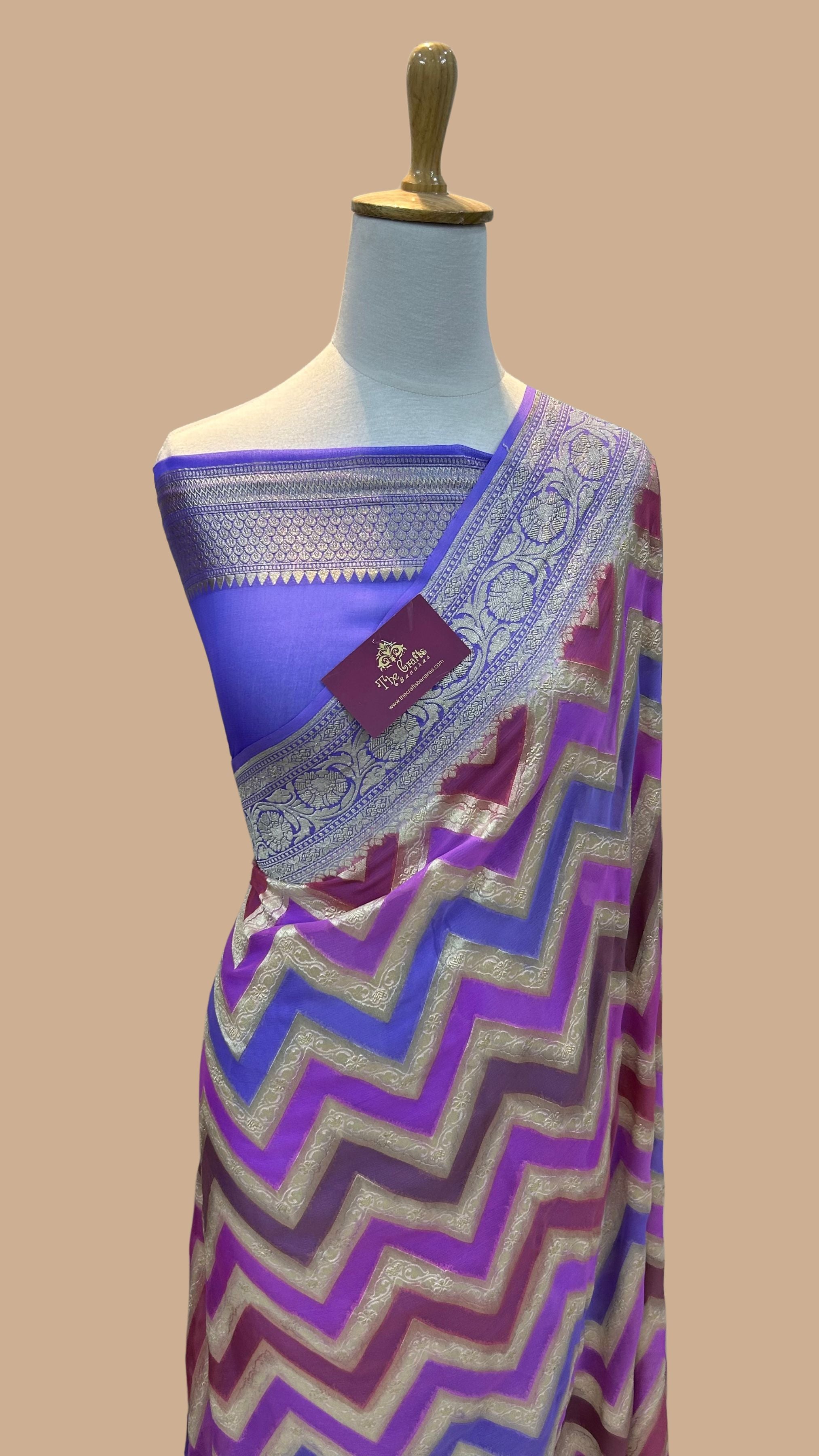 Khaddi Georgette Handloom Banarasi Saree