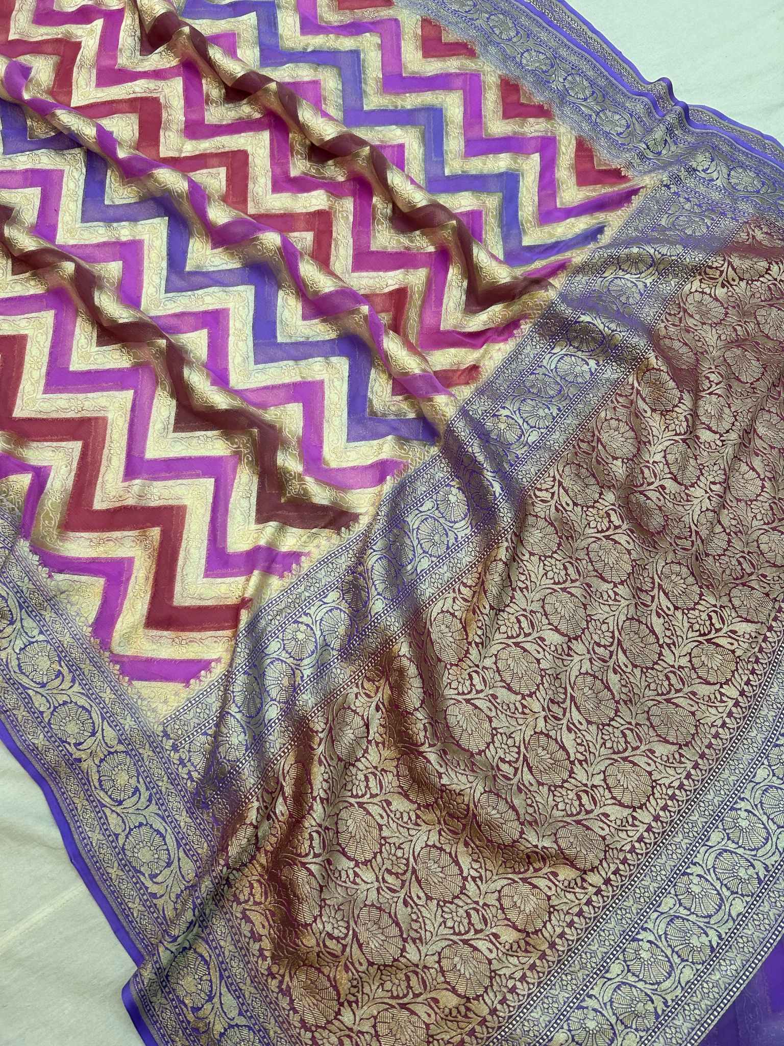 Khaddi Georgette Handloom Banarasi Saree