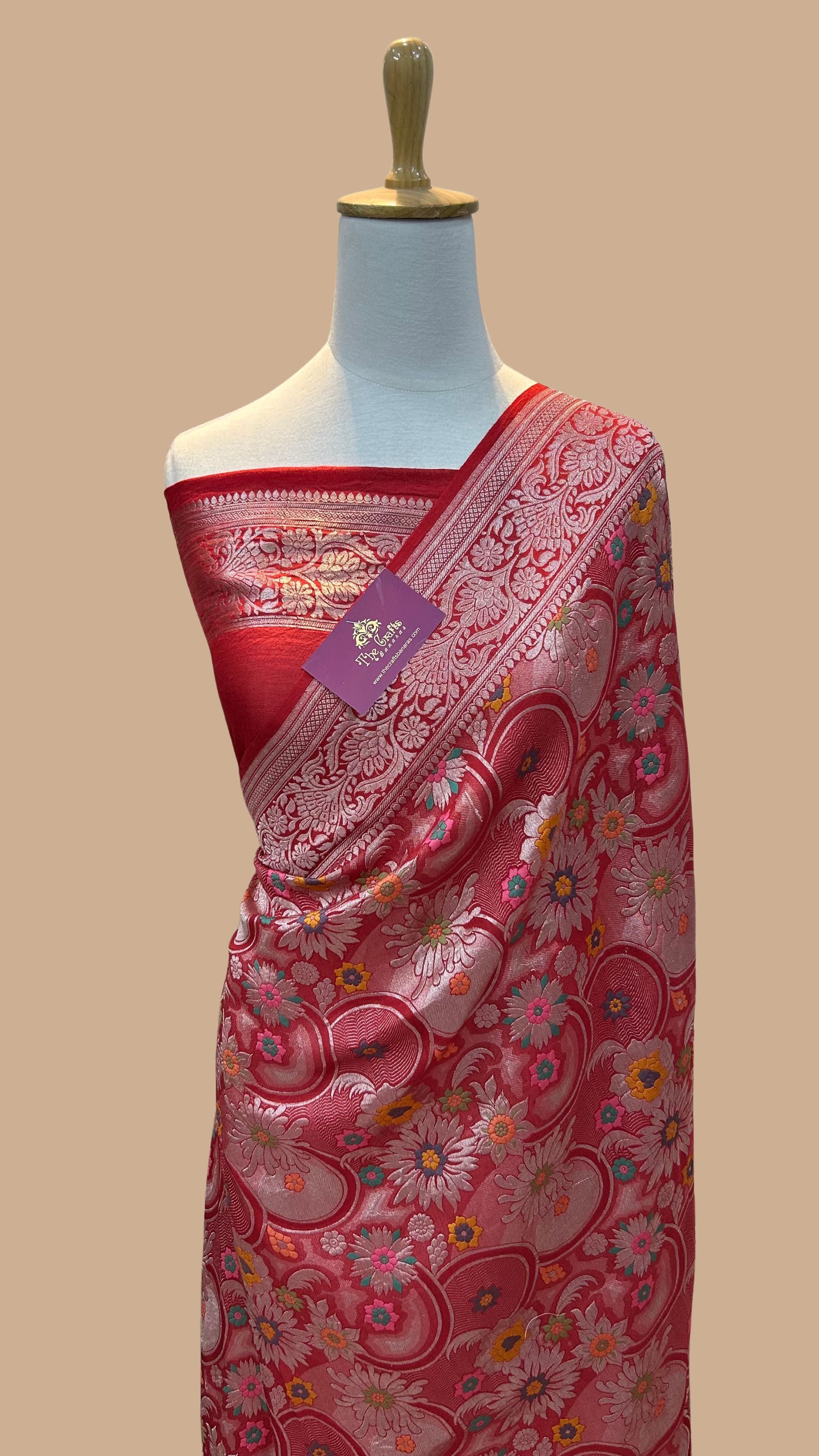 Tussar Georgette Handloom Banarasi Saree - Meenakari