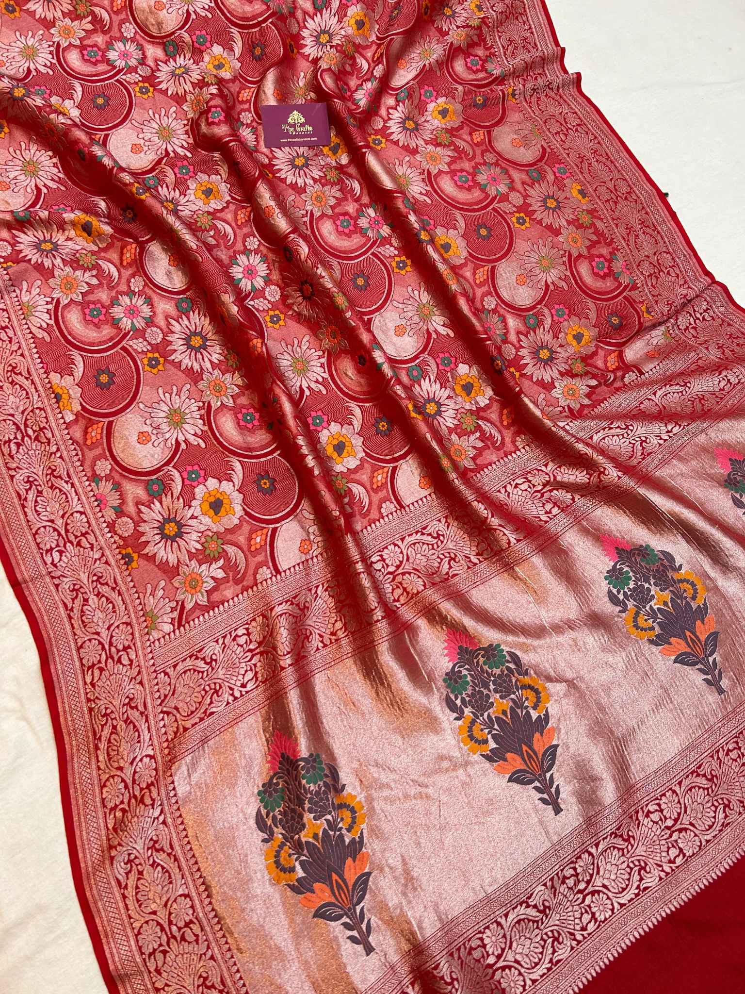 Tussar Georgette Handloom Banarasi Saree - Meenakari