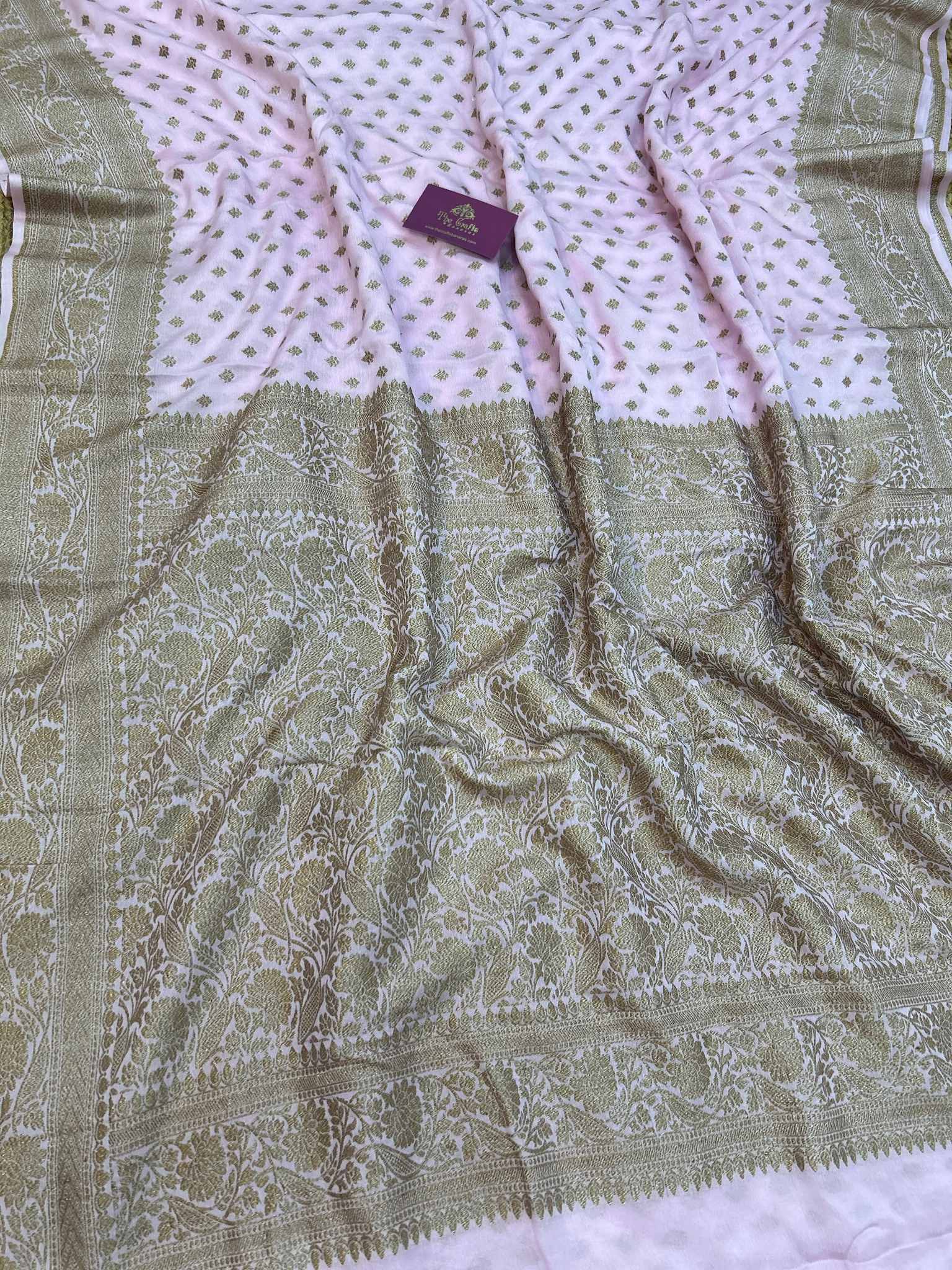 Pure Crepe Georgette Banarasi Saree - Antique Zari