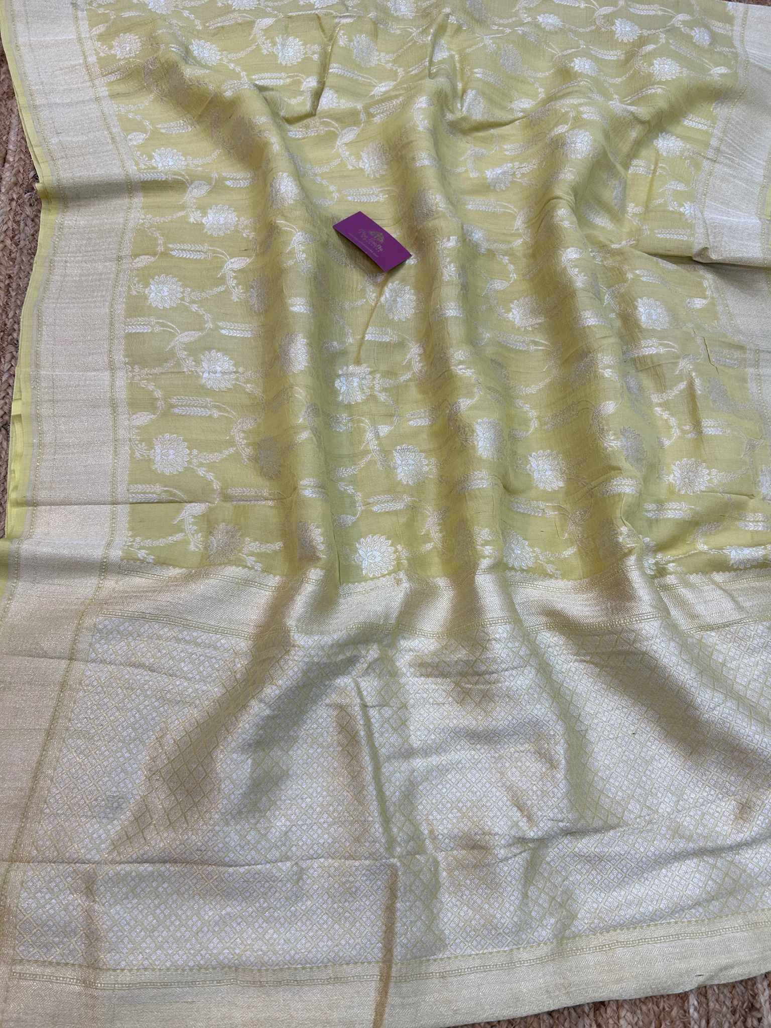 Tussar Georgette Handloom Banarasi Saree - jaal work all over