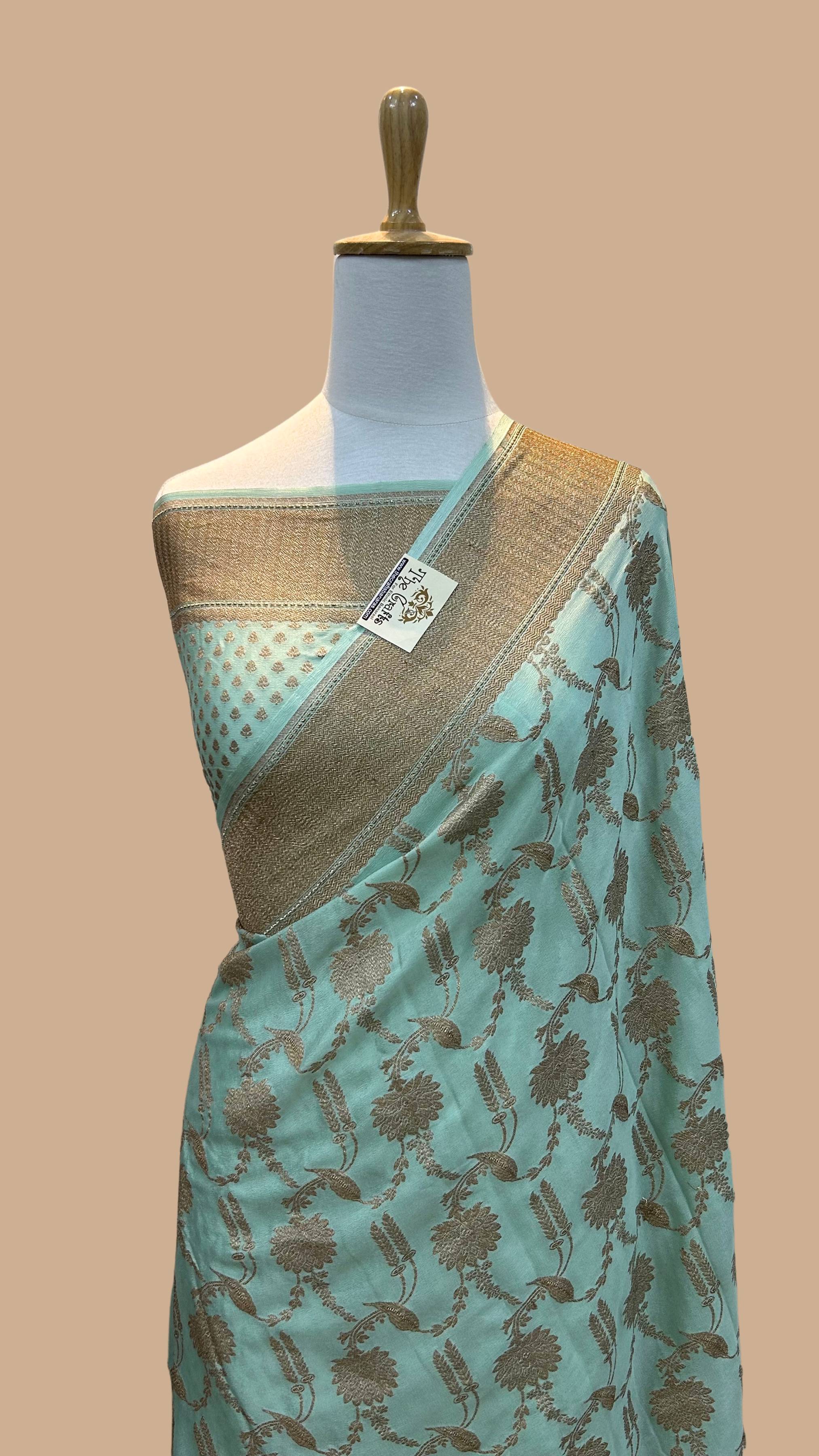 Pure Crepe Georgette Banarasi Saree - Antique Zari