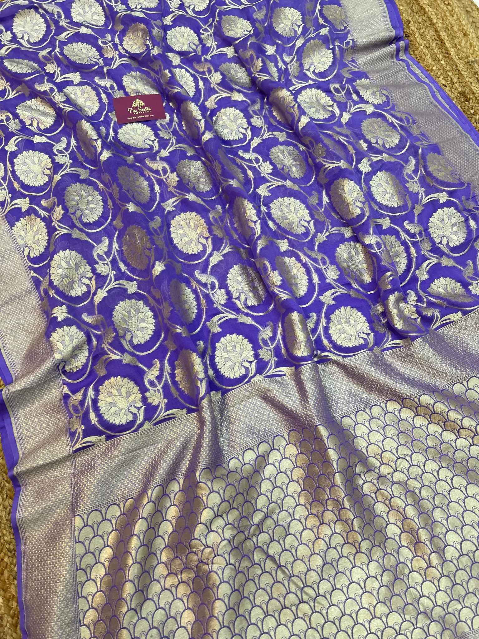 Khaddi Georgette Banarasi Saree - Water Zari