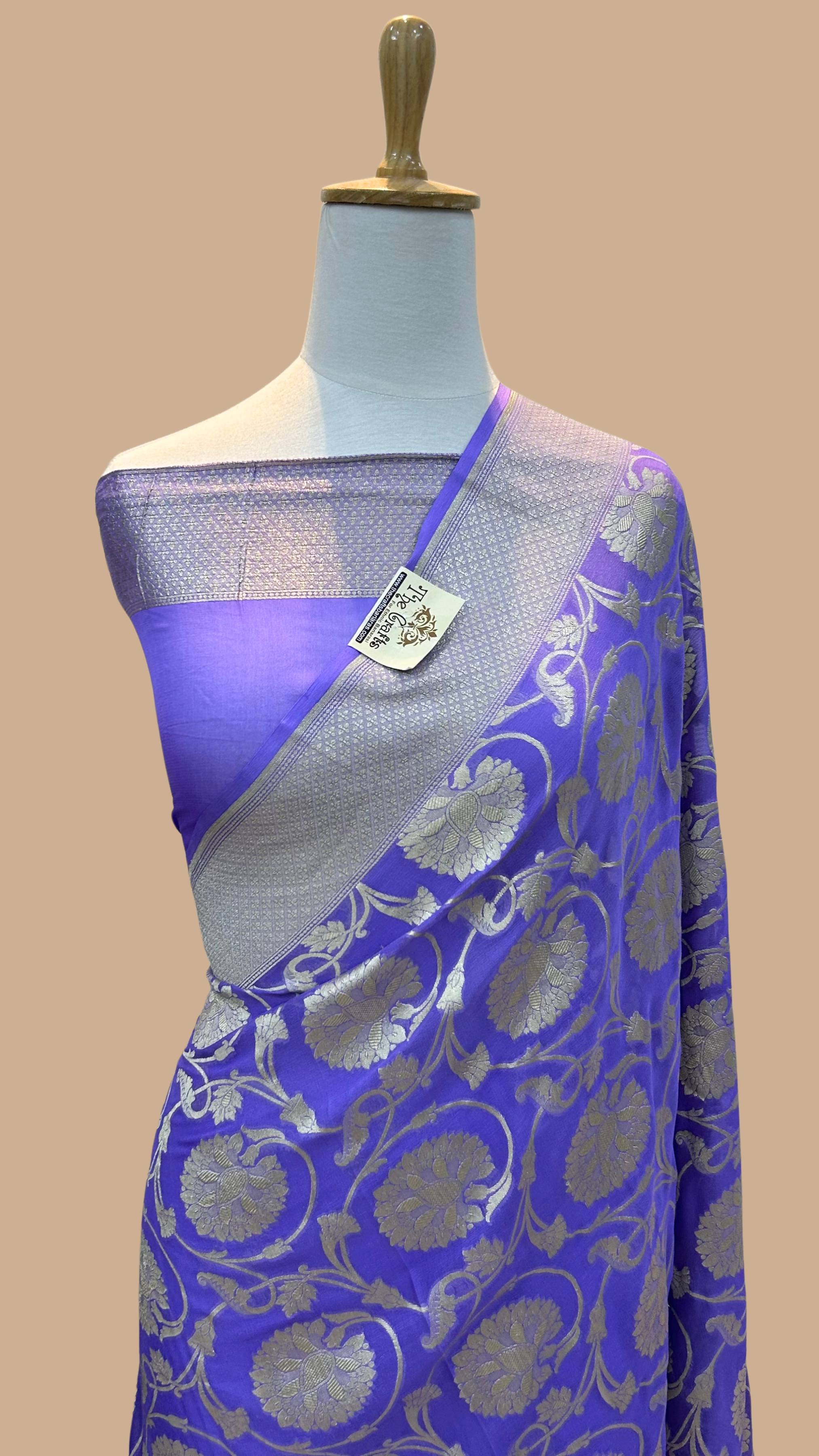 Khaddi Georgette Banarasi Saree - Water Zari