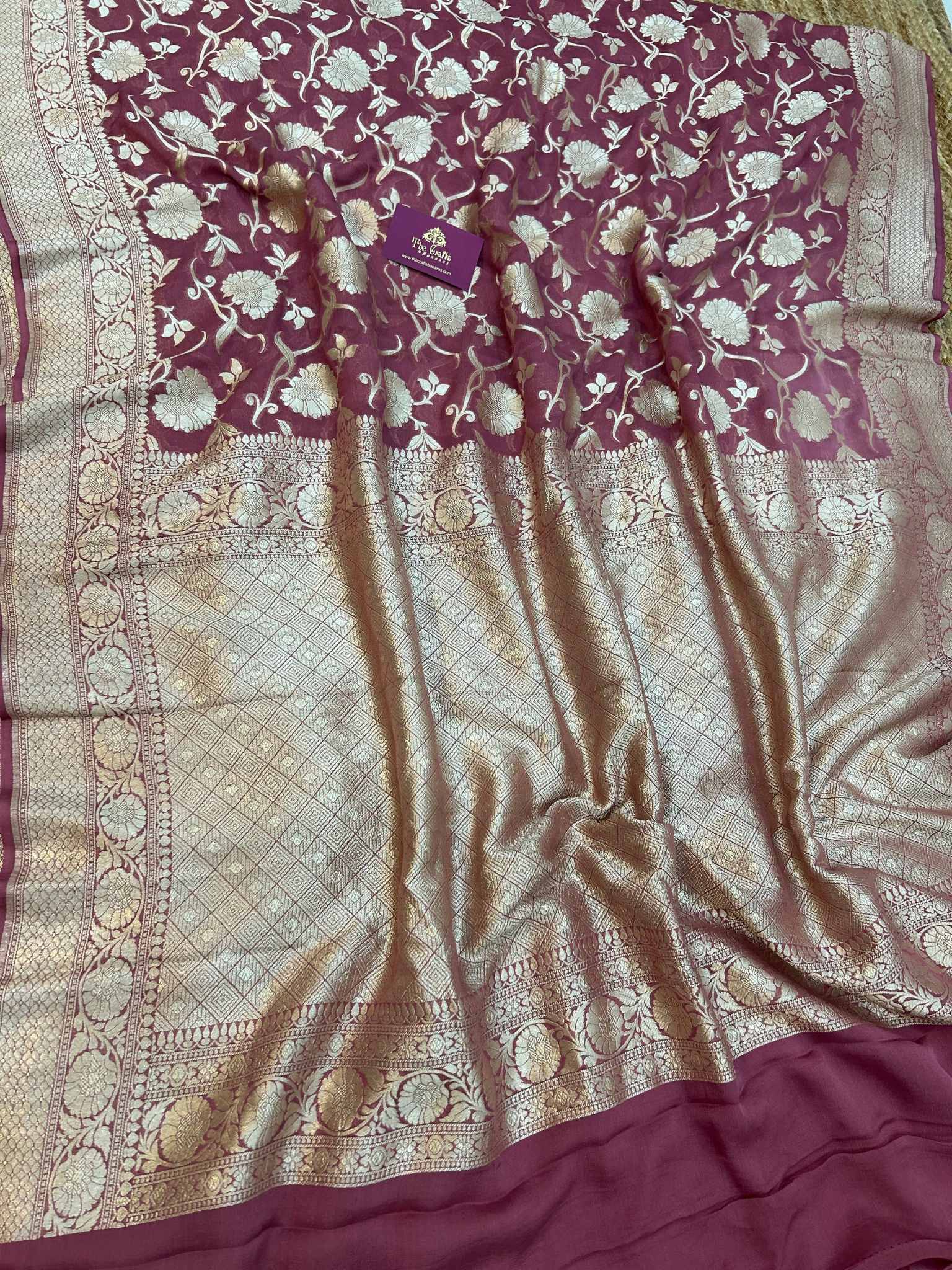 Khaddi Georgette Banarasi Saree - Water Zari