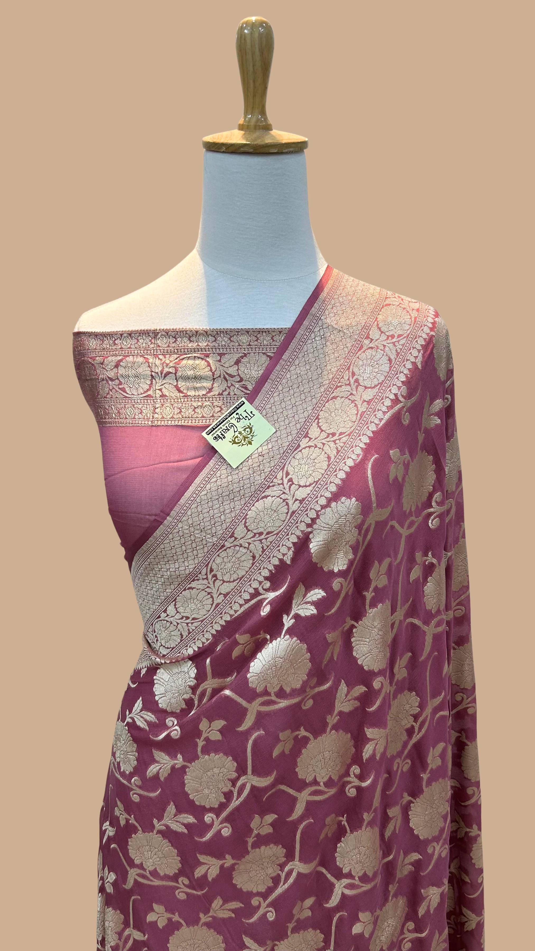 Khaddi Georgette Banarasi Saree - Water Zari