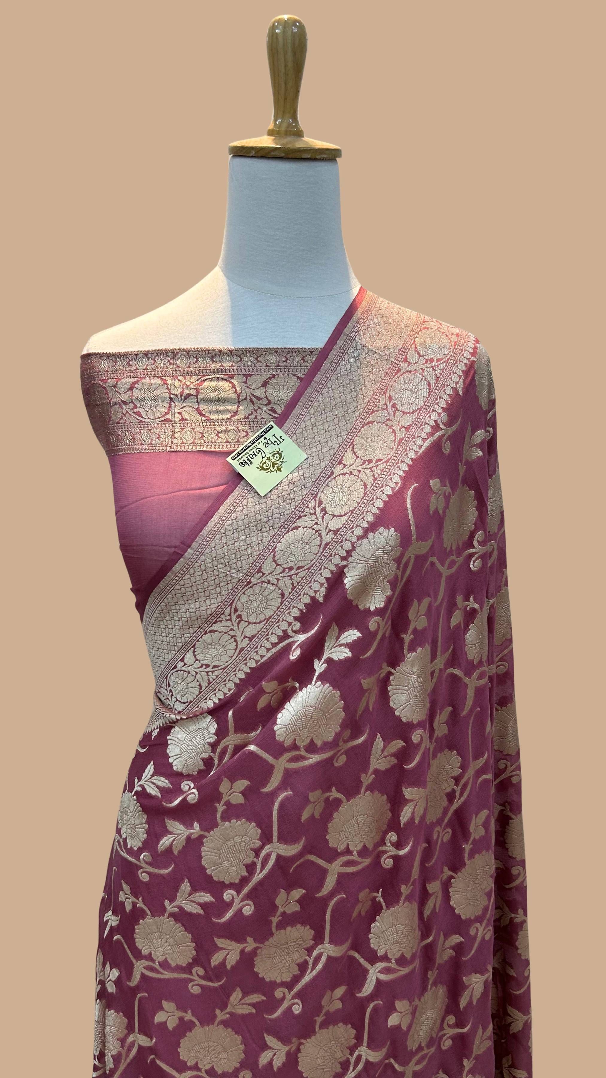 Khaddi Georgette Banarasi Saree - Water Zari