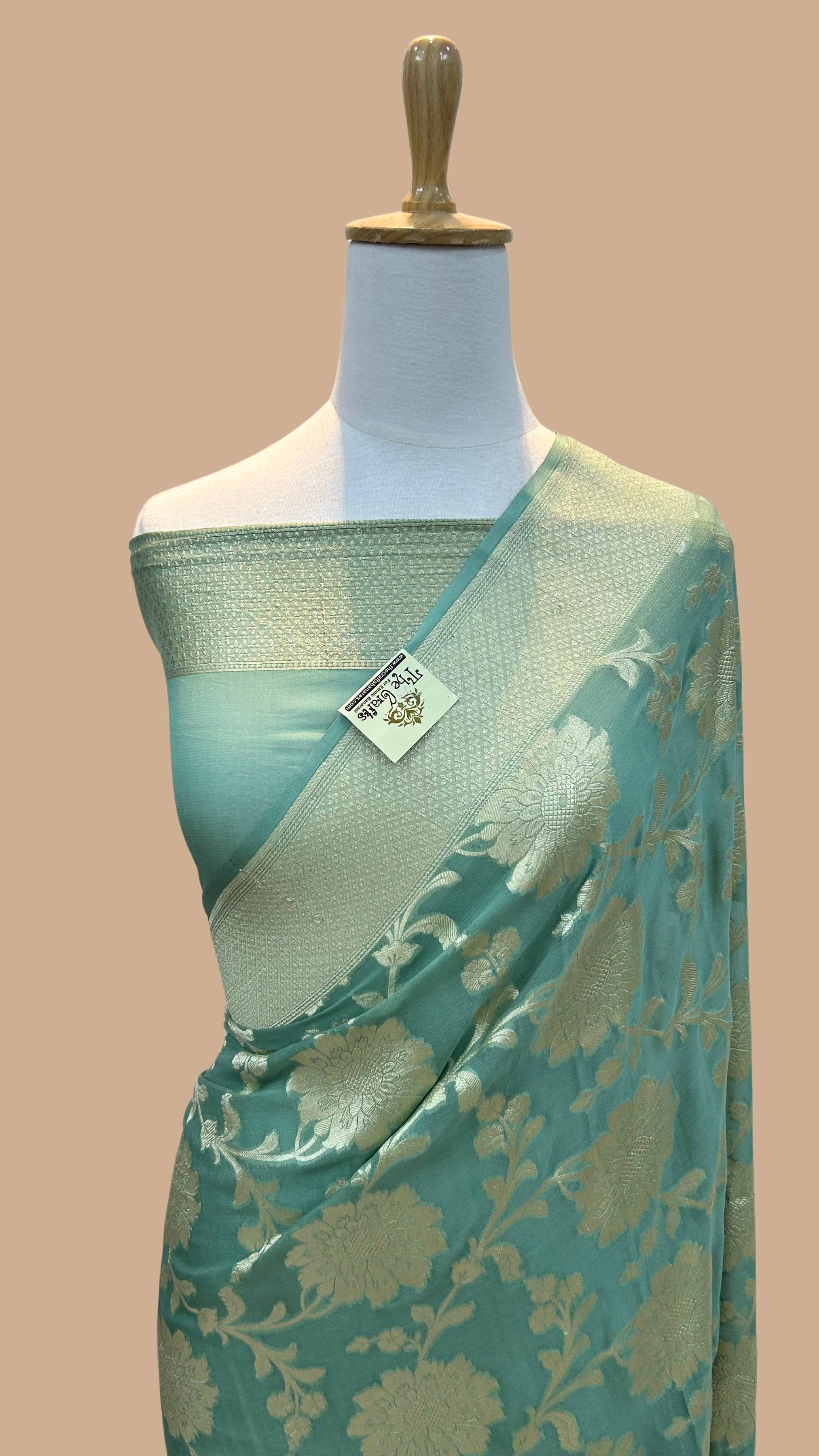 Khaddi Georgette Banarasi Saree - Water Zari