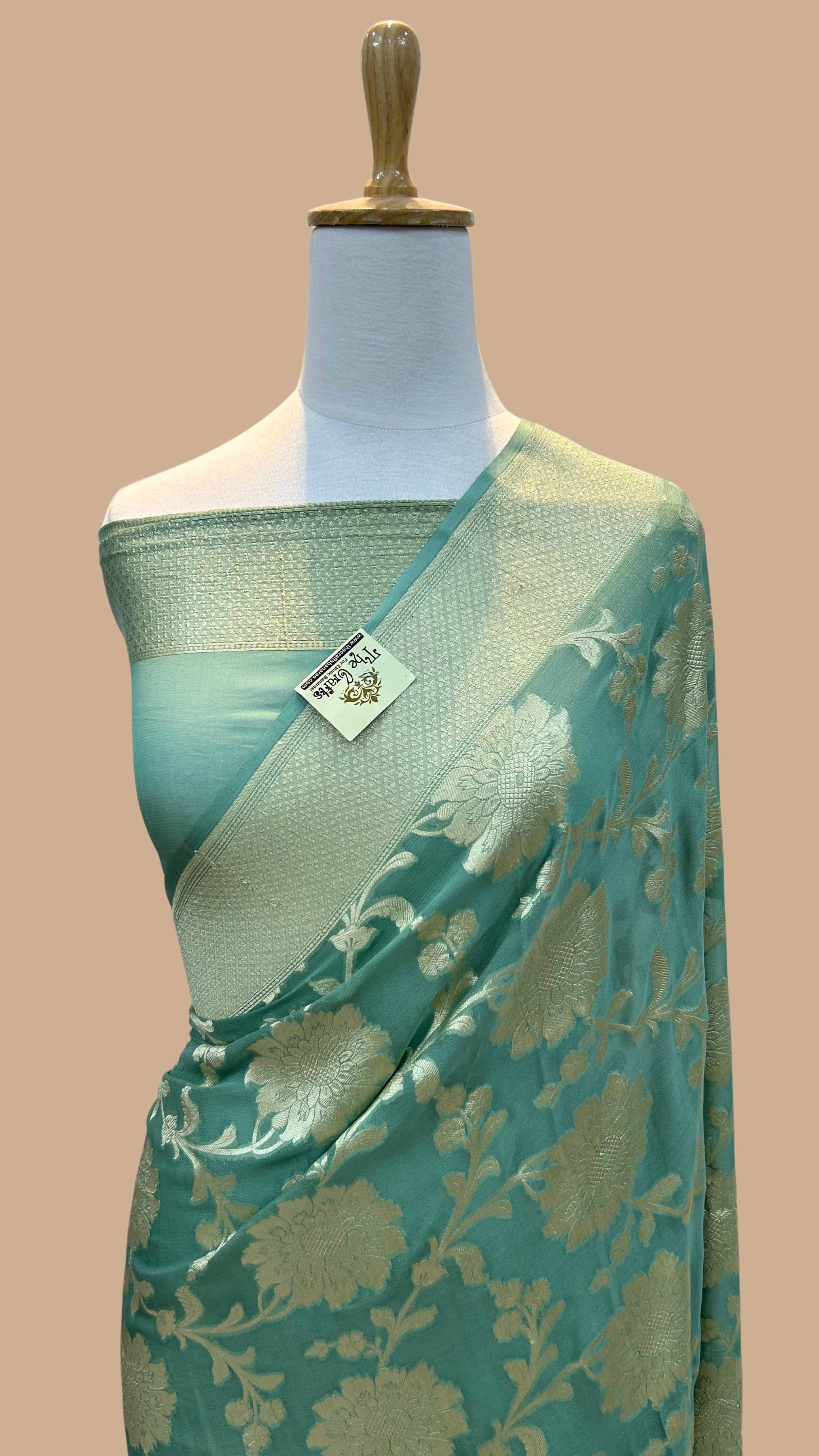 Khaddi Georgette Banarasi Saree - Water Zari