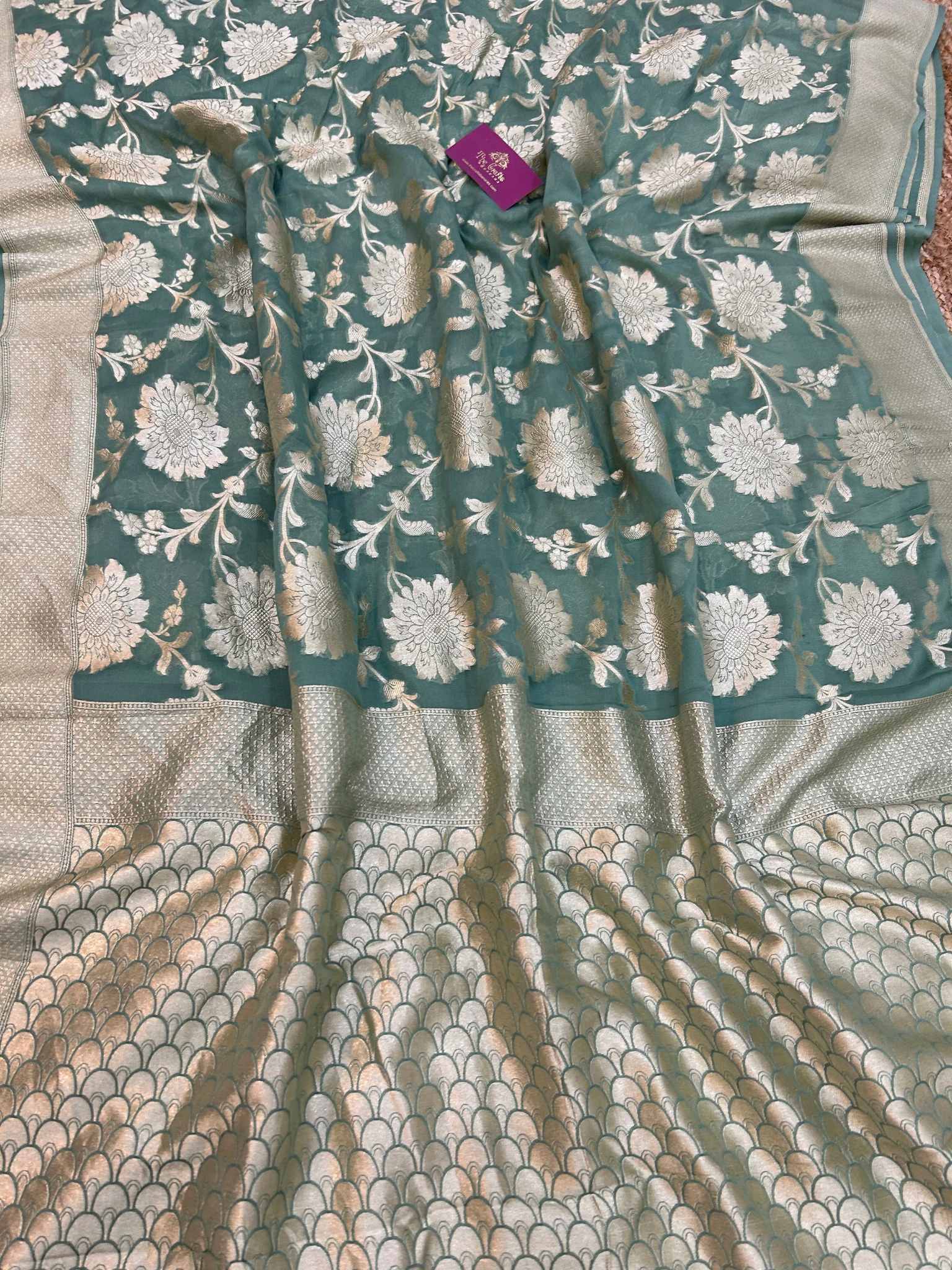 Khaddi Georgette Banarasi Saree - Water Zari