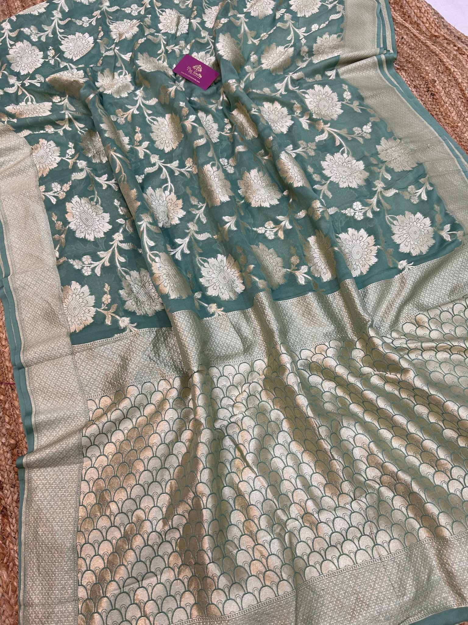 Khaddi Georgette Banarasi Saree - Water Zari