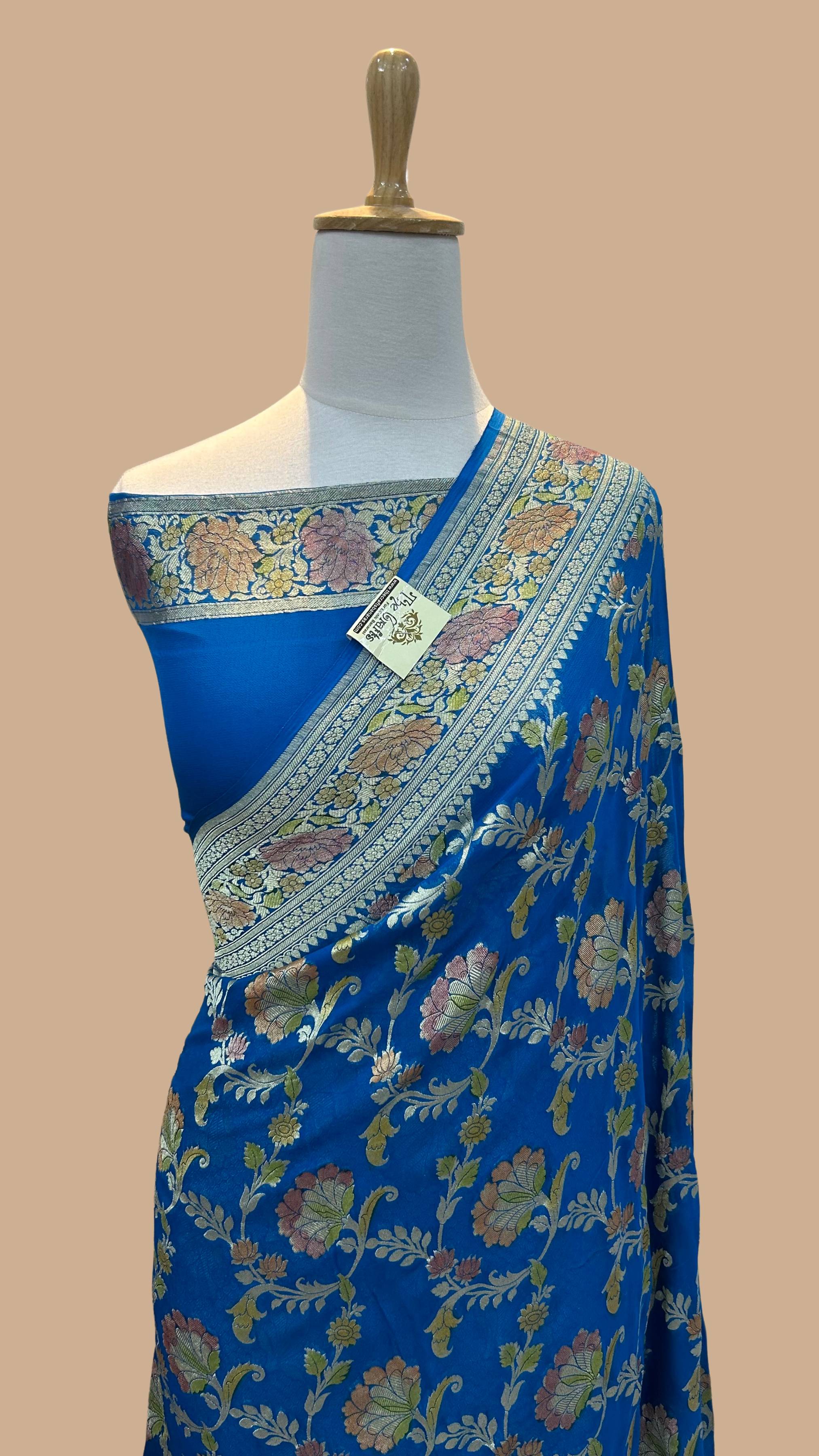 Khaddi Georgette Handloom Banarasi Saree