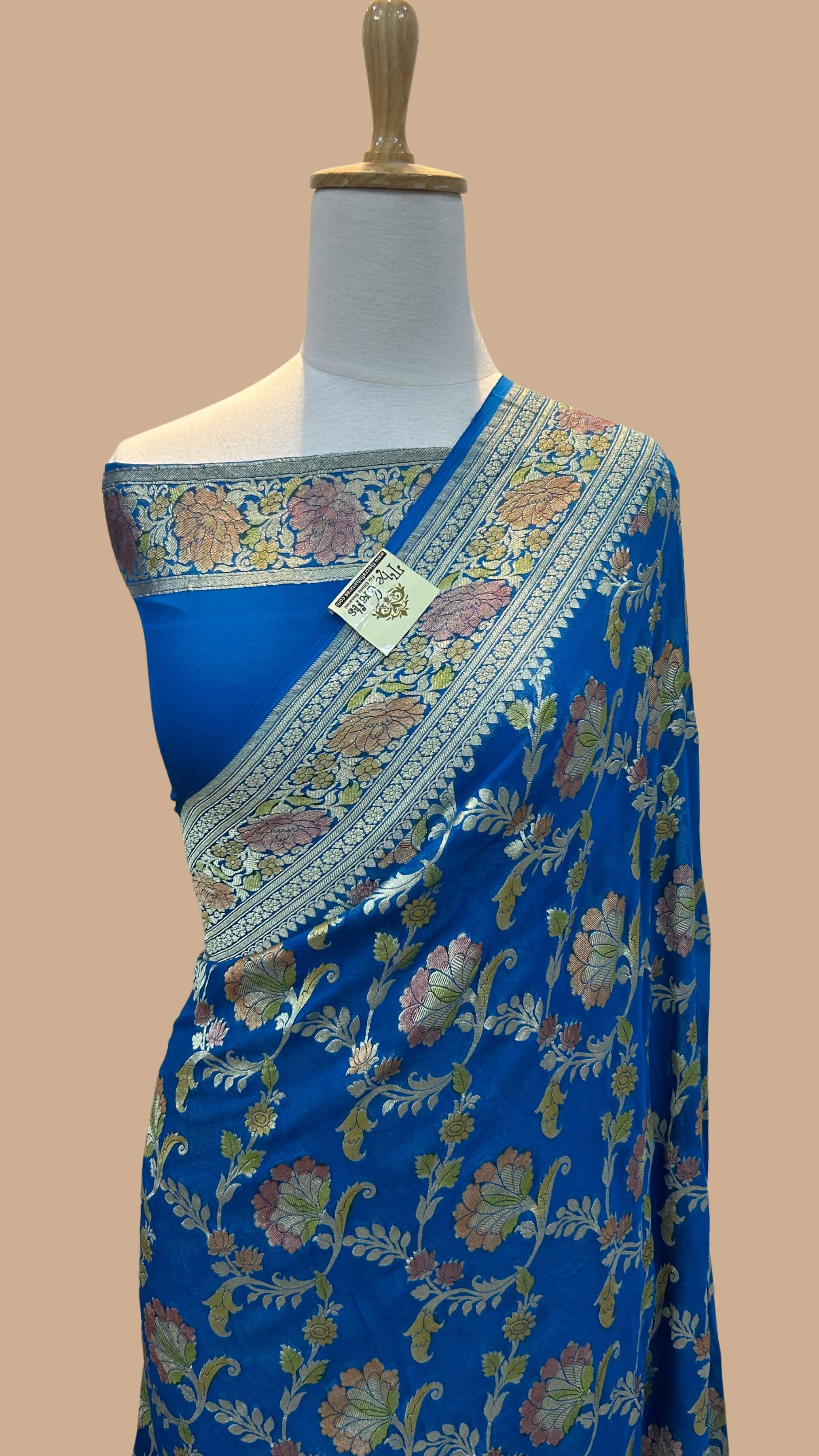 Khaddi Georgette Handloom Banarasi Saree