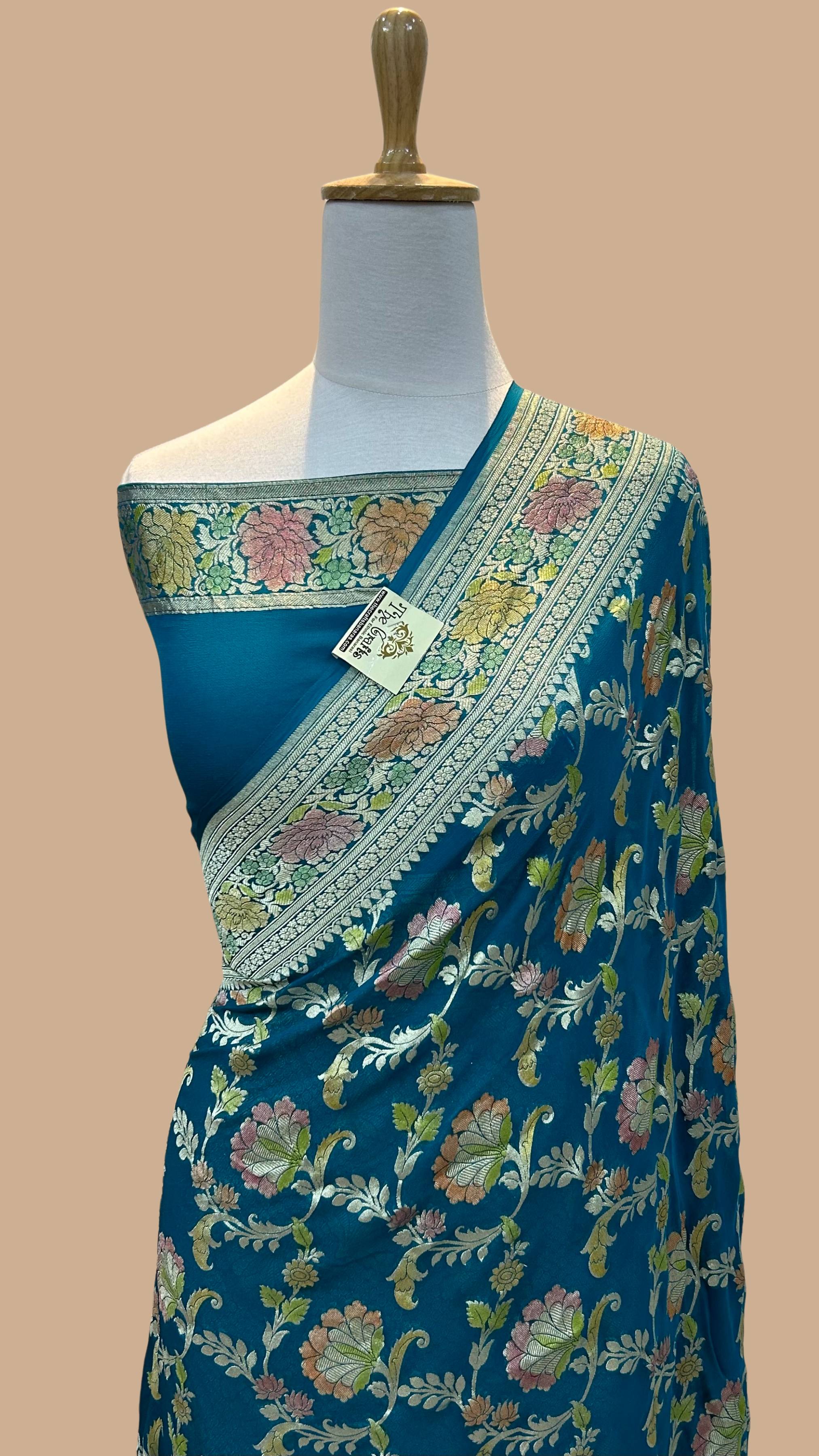 Khaddi Georgette Handloom Banarasi Saree