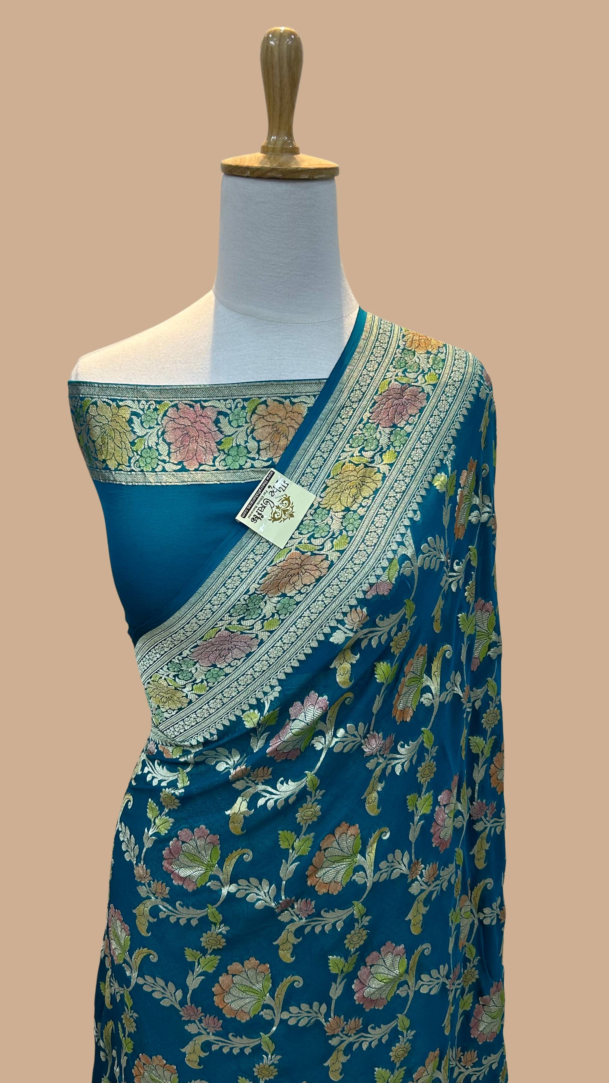 Khaddi Georgette Handloom Banarasi Saree