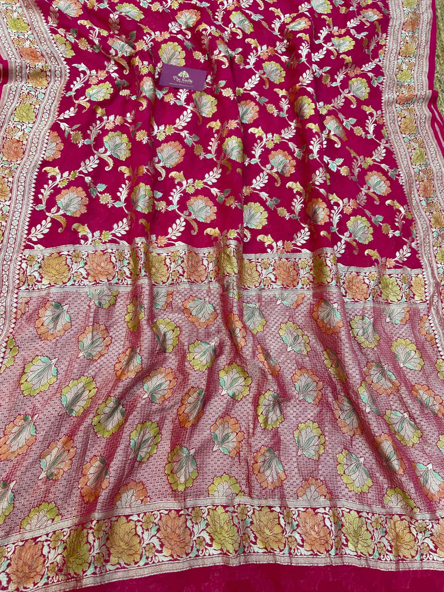 Khaddi Georgette Handloom Banarasi Saree