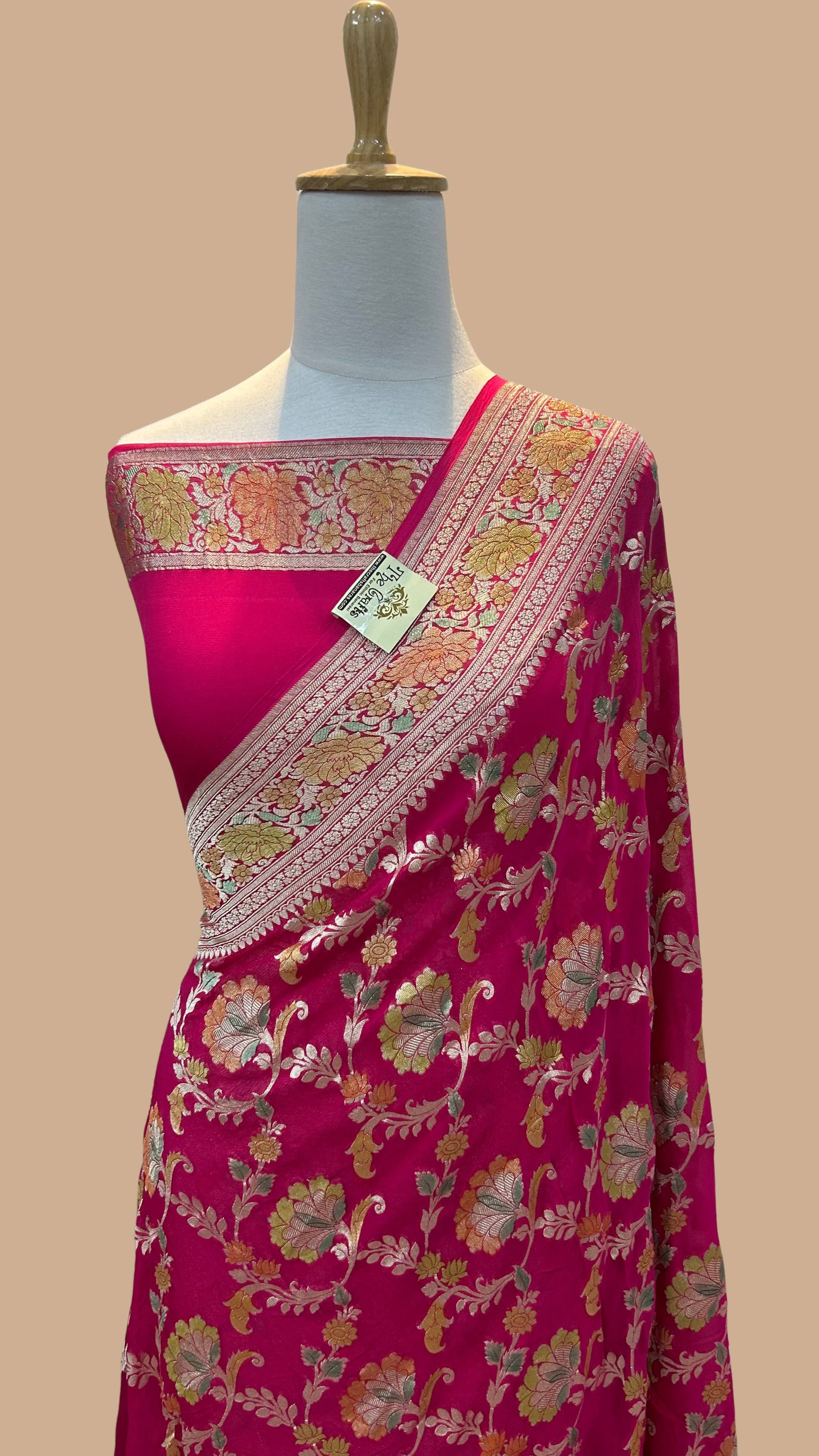 Khaddi Georgette Handloom Banarasi Saree