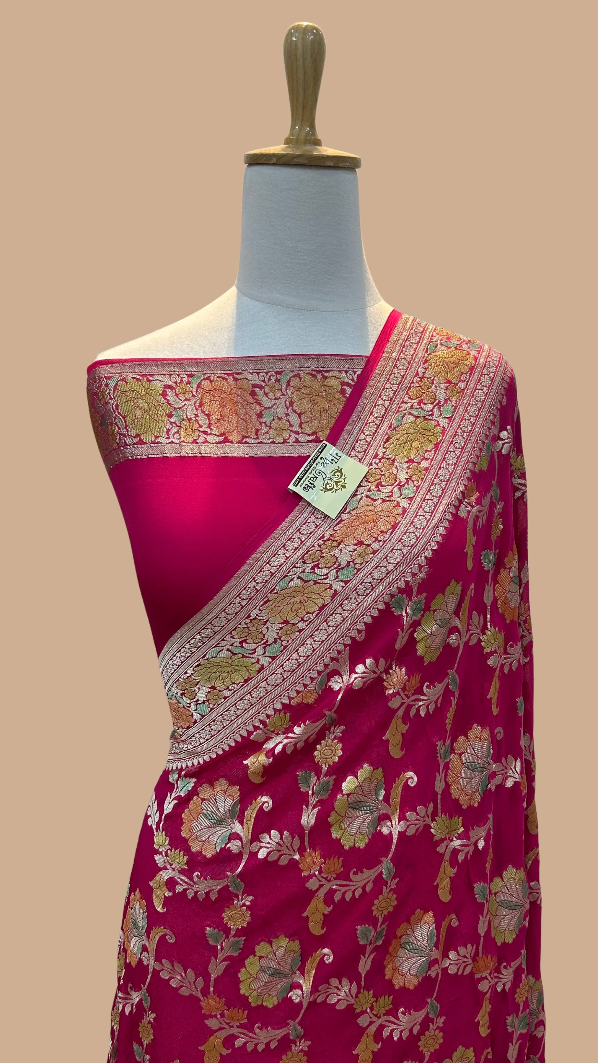 Khaddi Georgette Handloom Banarasi Saree