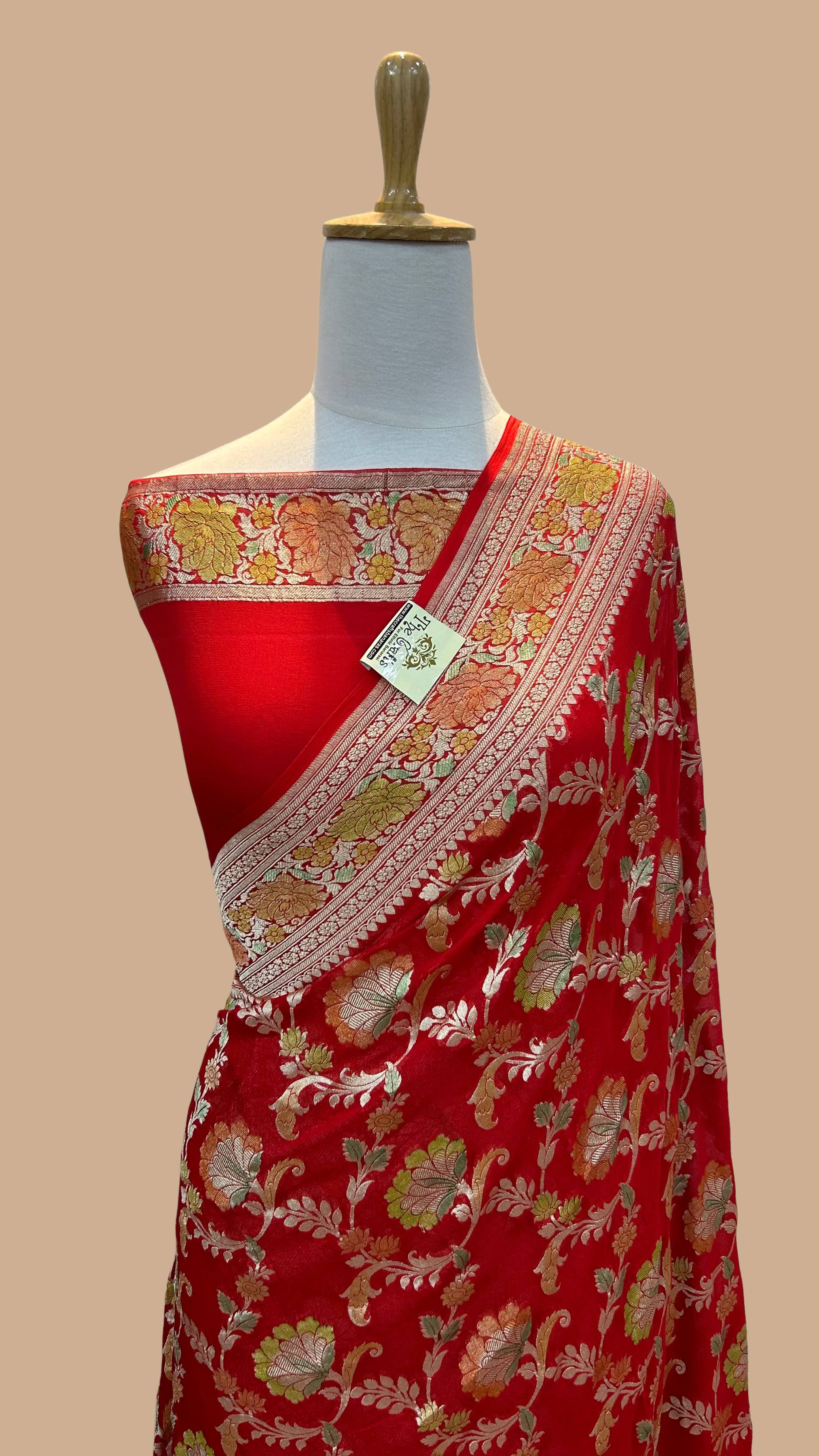 Khaddi Georgette Handloom Banarasi Saree