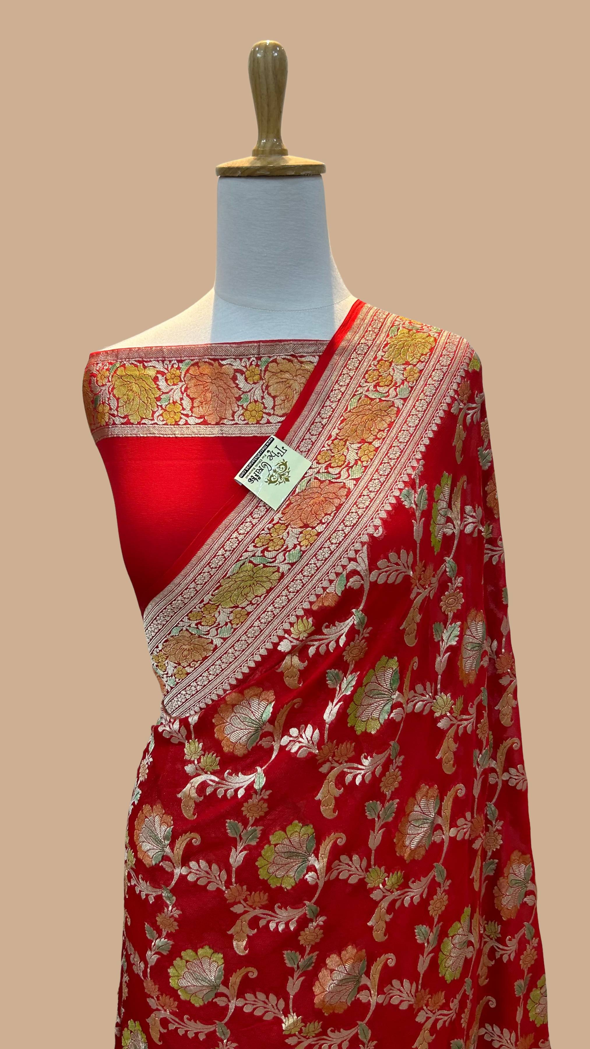 Khaddi Georgette Handloom Banarasi Saree