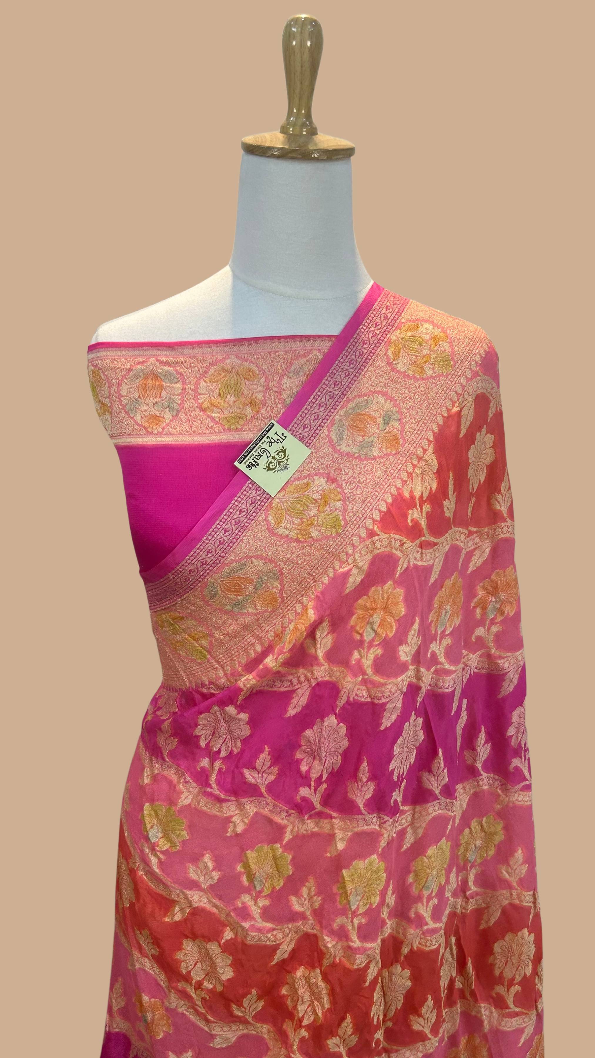 Pure Khaddi Chiffon Banarasi Saree