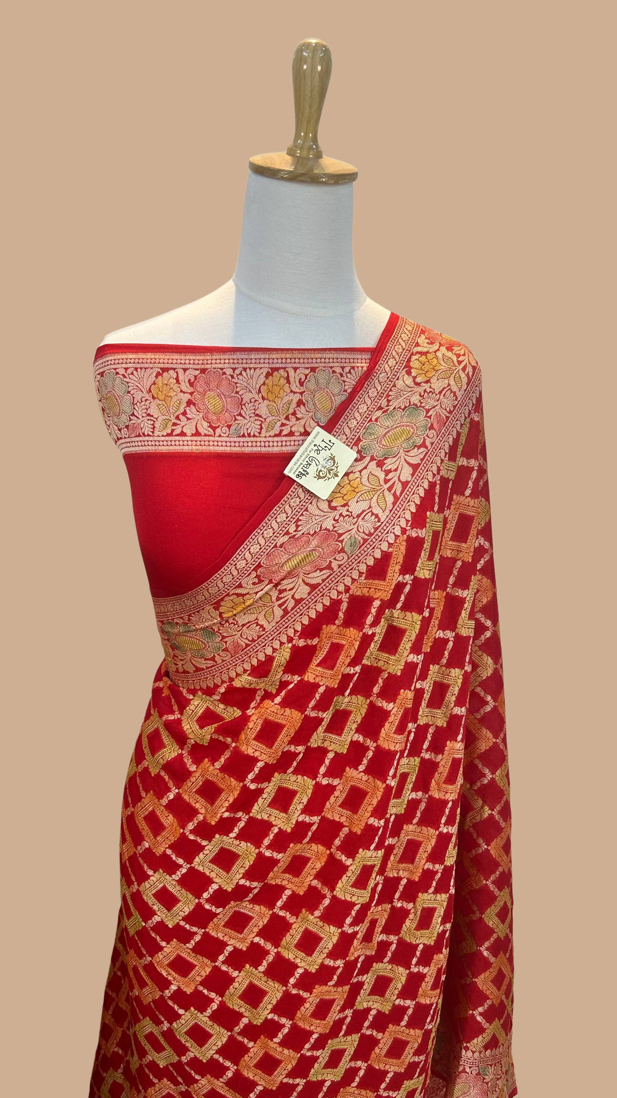 Pure Khaddi Chiffon Banarasi Saree