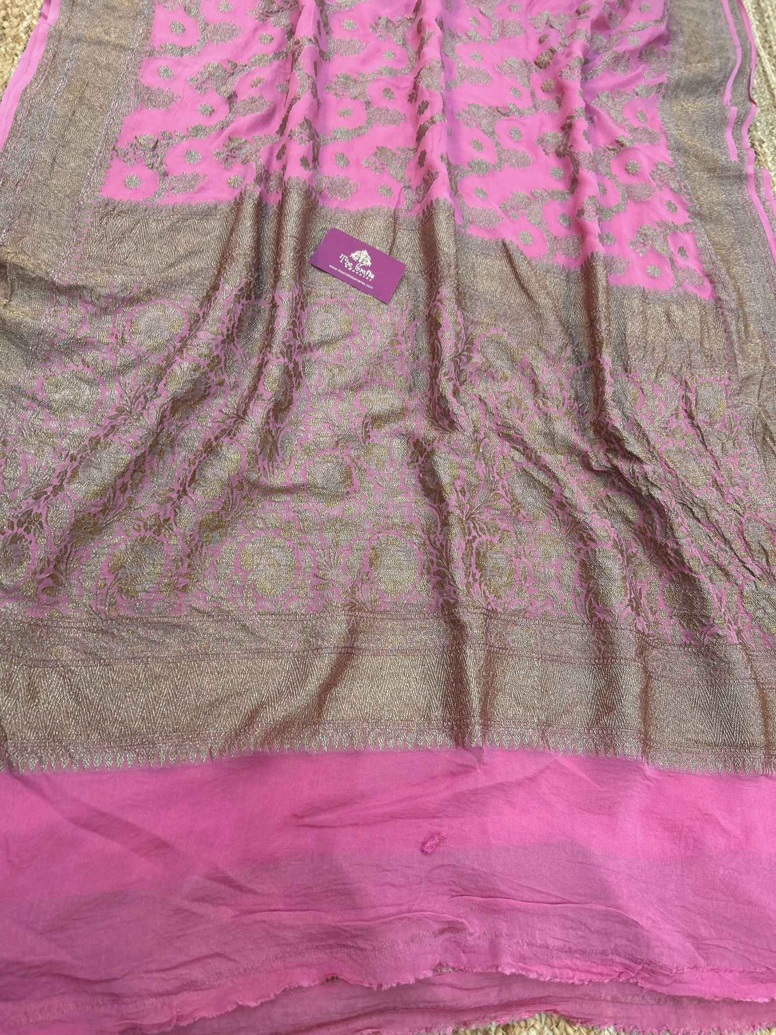 Khaddi Georgette Banarasi Saree - Antique Zari