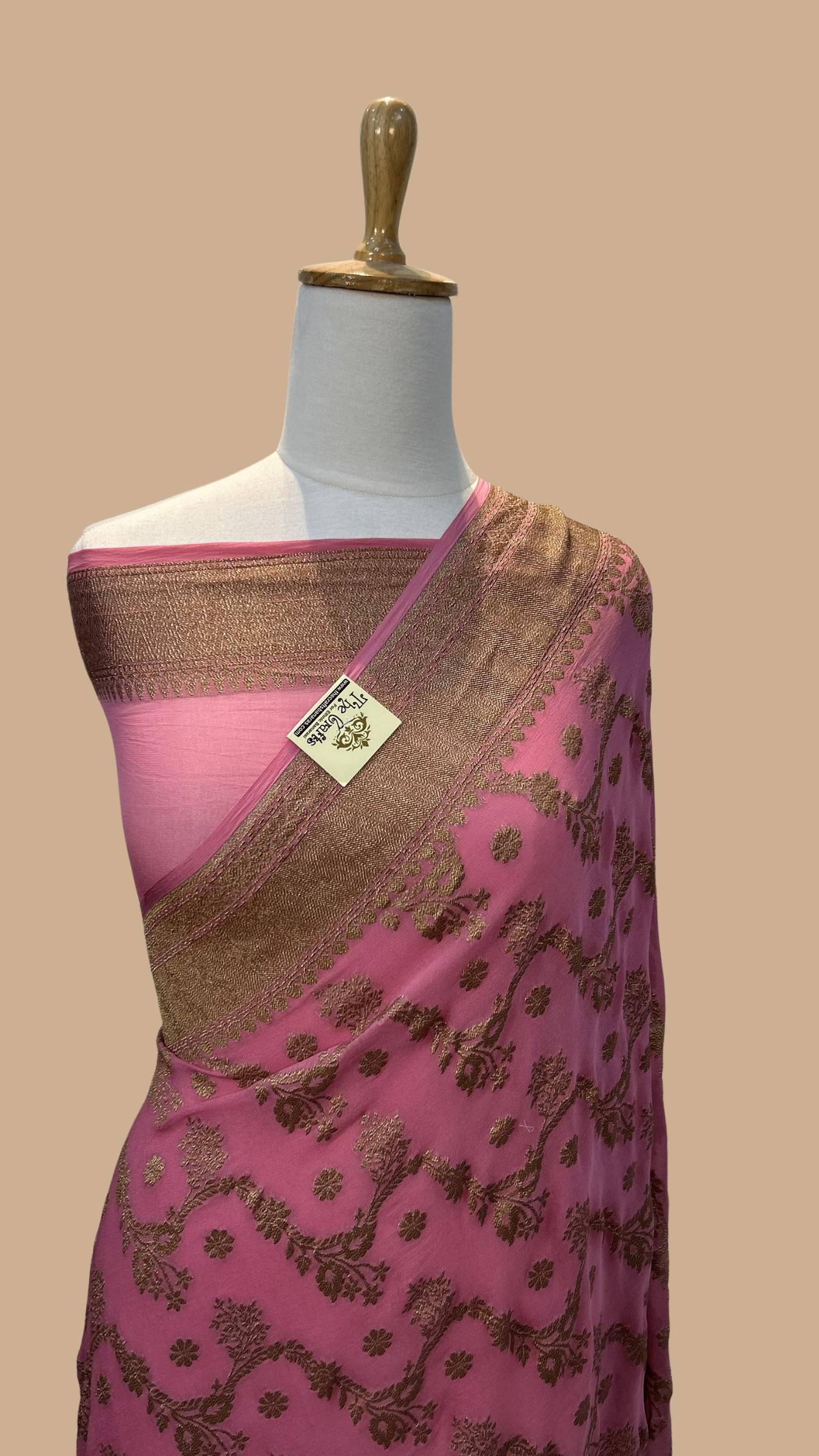 Khaddi Georgette Banarasi Saree - Antique Zari