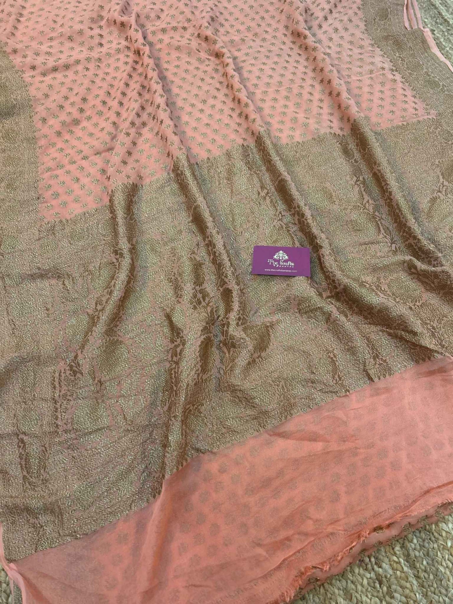 Khaddi Georgette Banarasi Saree - Antique Zari